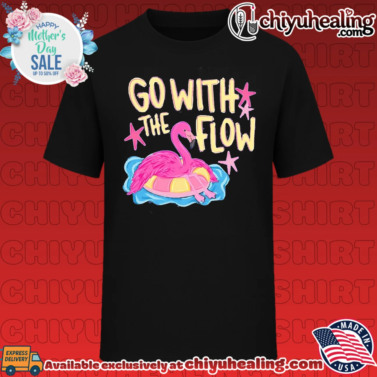 Go with the Flow Flamingo summer tropical shirt & hoodie