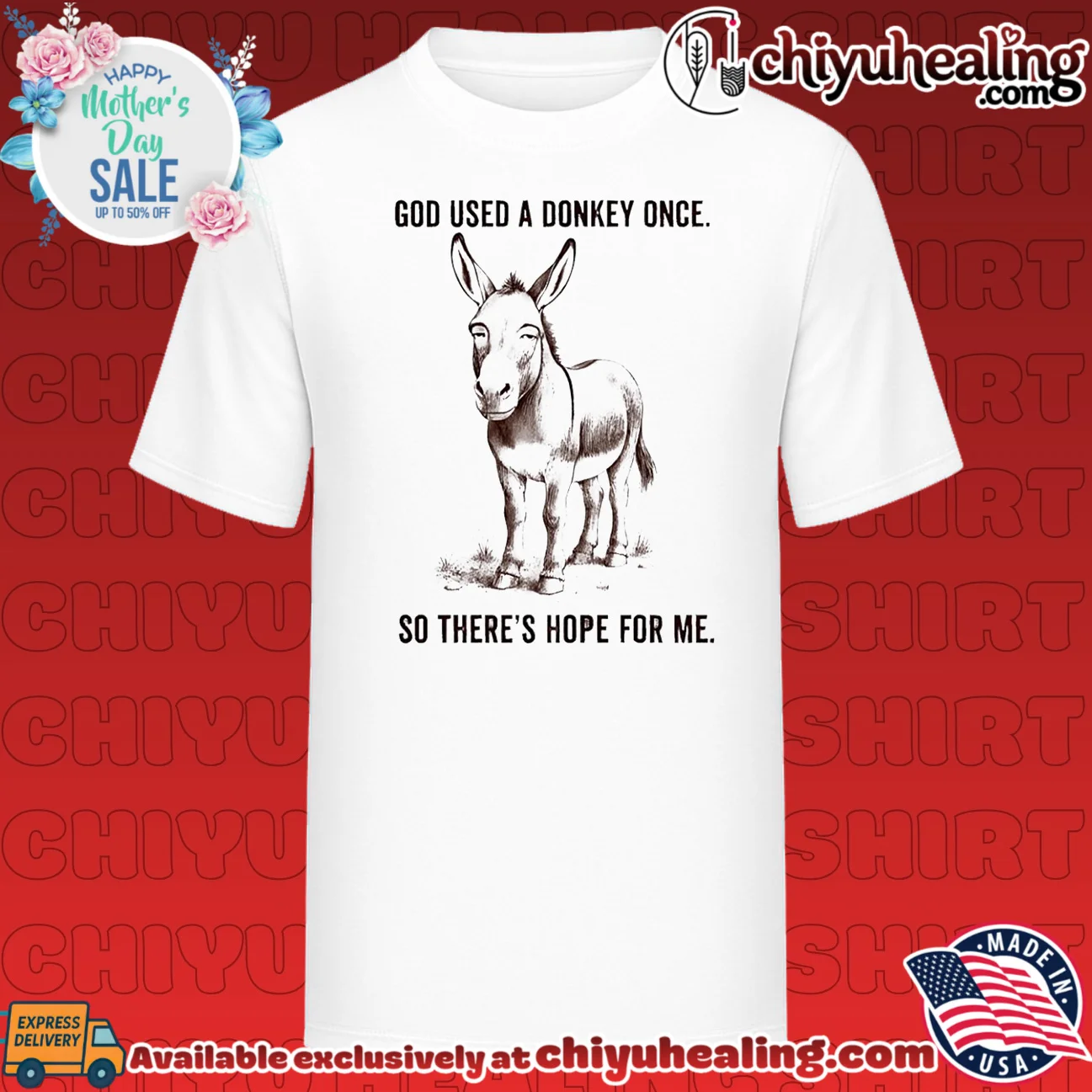 God used a donkey once so there's hope for me cartoon donkey shirt & hoodie