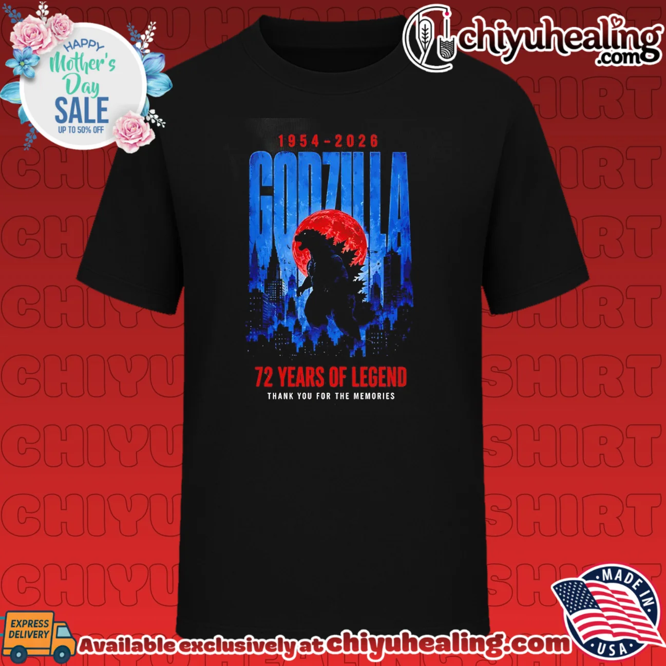 Godzilla 1954-2026 72 years of legend thank you for memories graphic