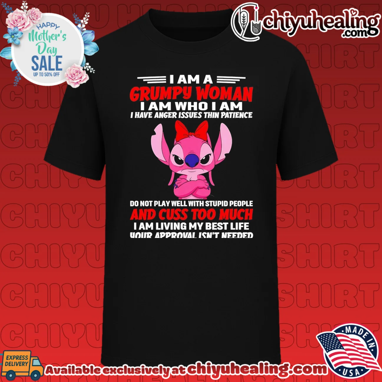 Grumpy Woman Angel Stitch Quote Disney