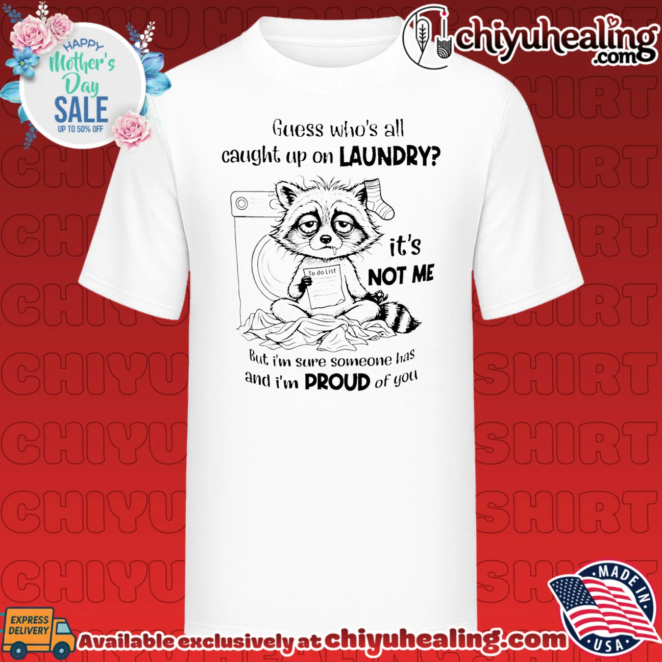Guess who's all caught up on laundry cartoon racoon