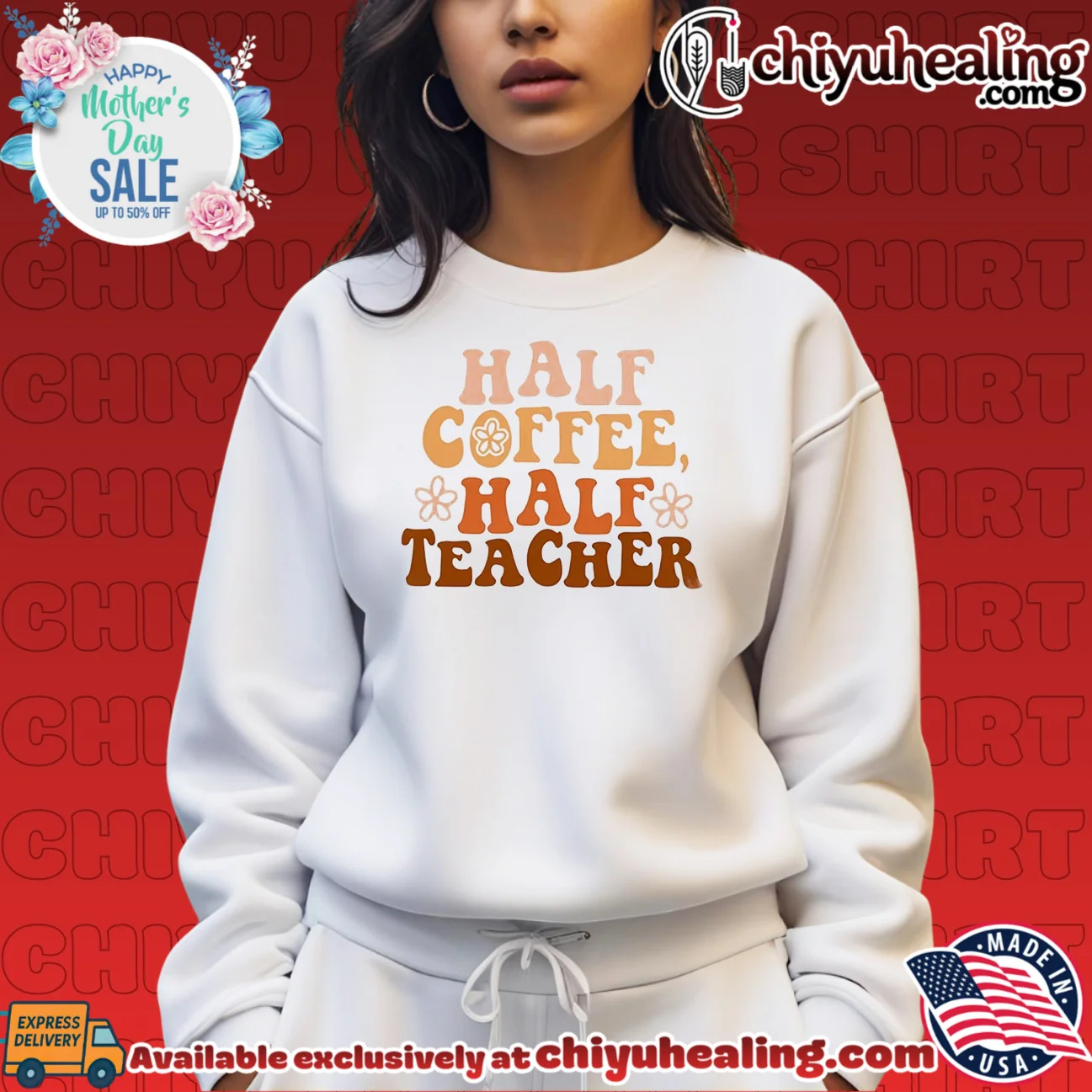 Half Coffee Half Teacher shirt & hoodie Half Coffee Half Teacher shirt & hoodie