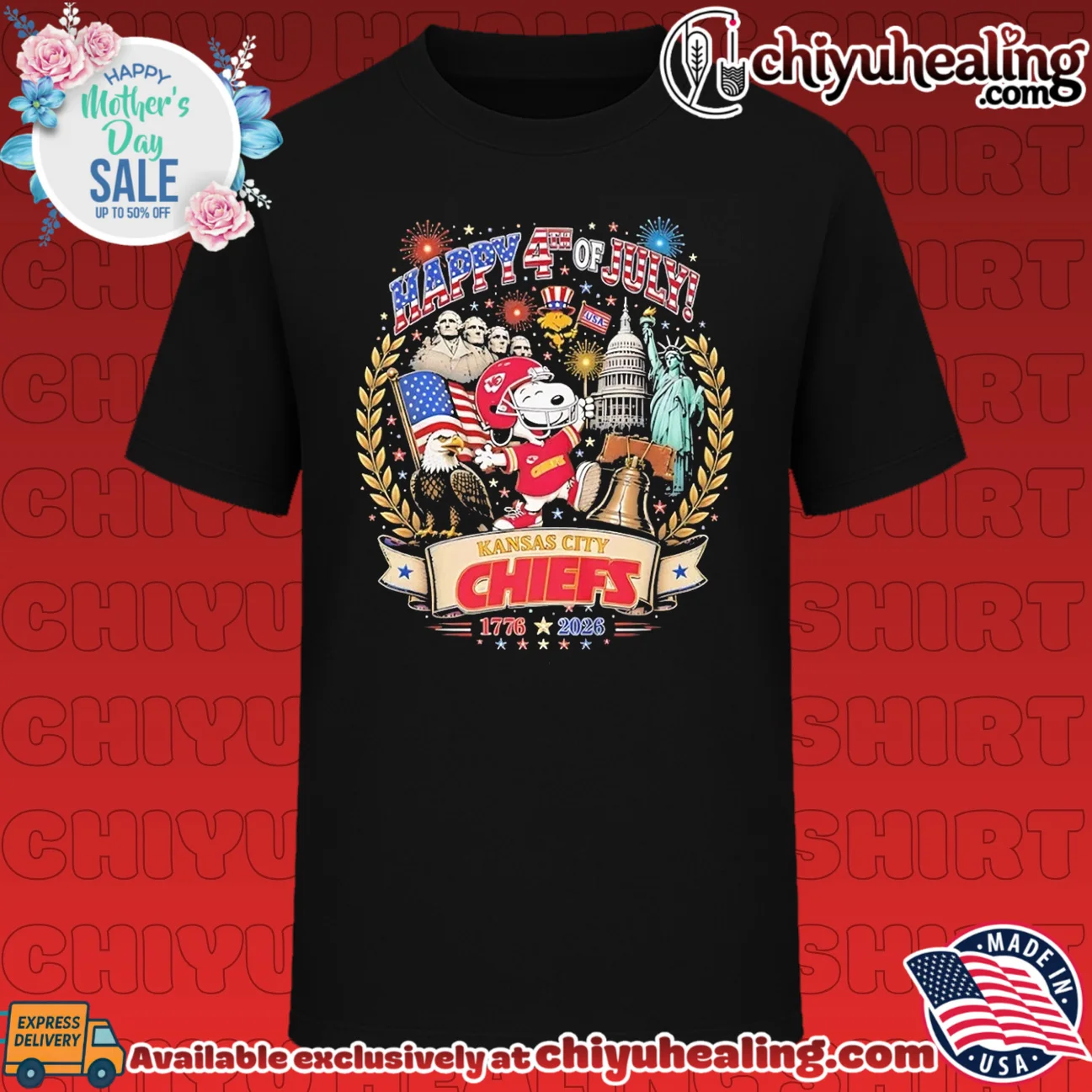 Happy 4th of July Kansas City Chief Snoopy 1776-2026
