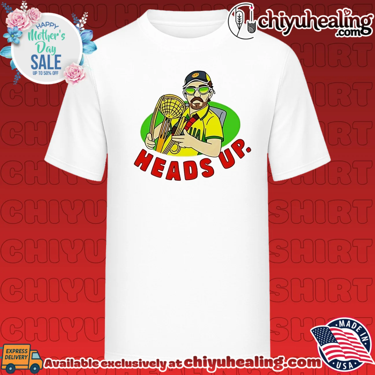 Heads Up cricketer holding trophy graphic