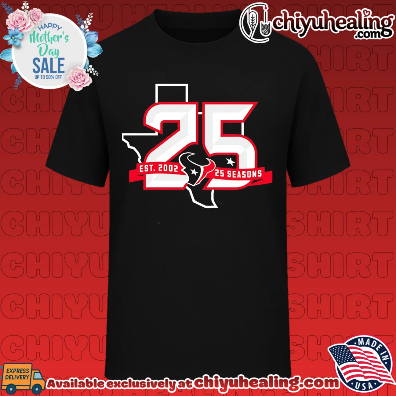 Houston Texans 25 Seasons Est 2002 NFL 2026 shirt & hoodie