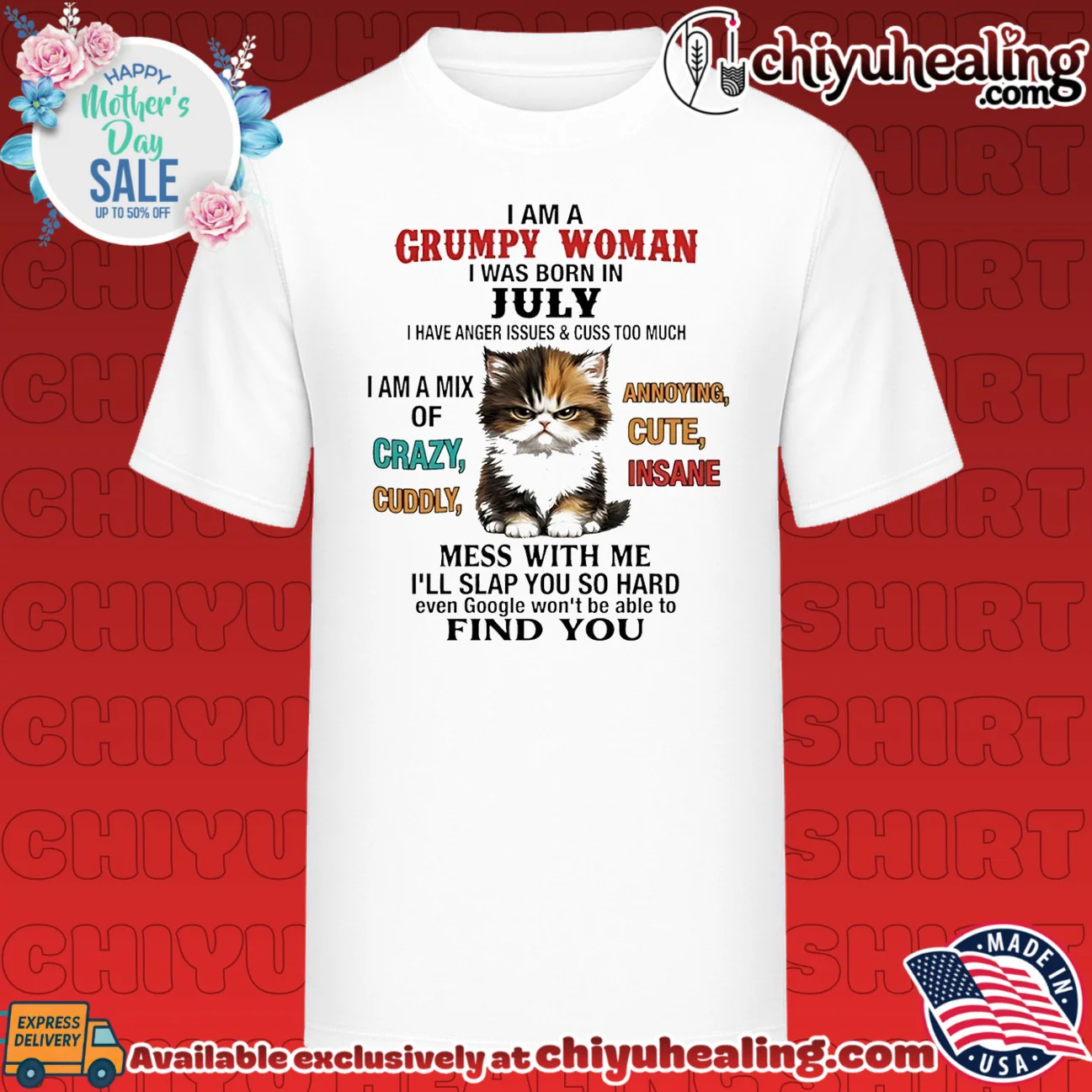 I am a grumpy woman I was born in July I have anger issues and cuss too much cat illustration