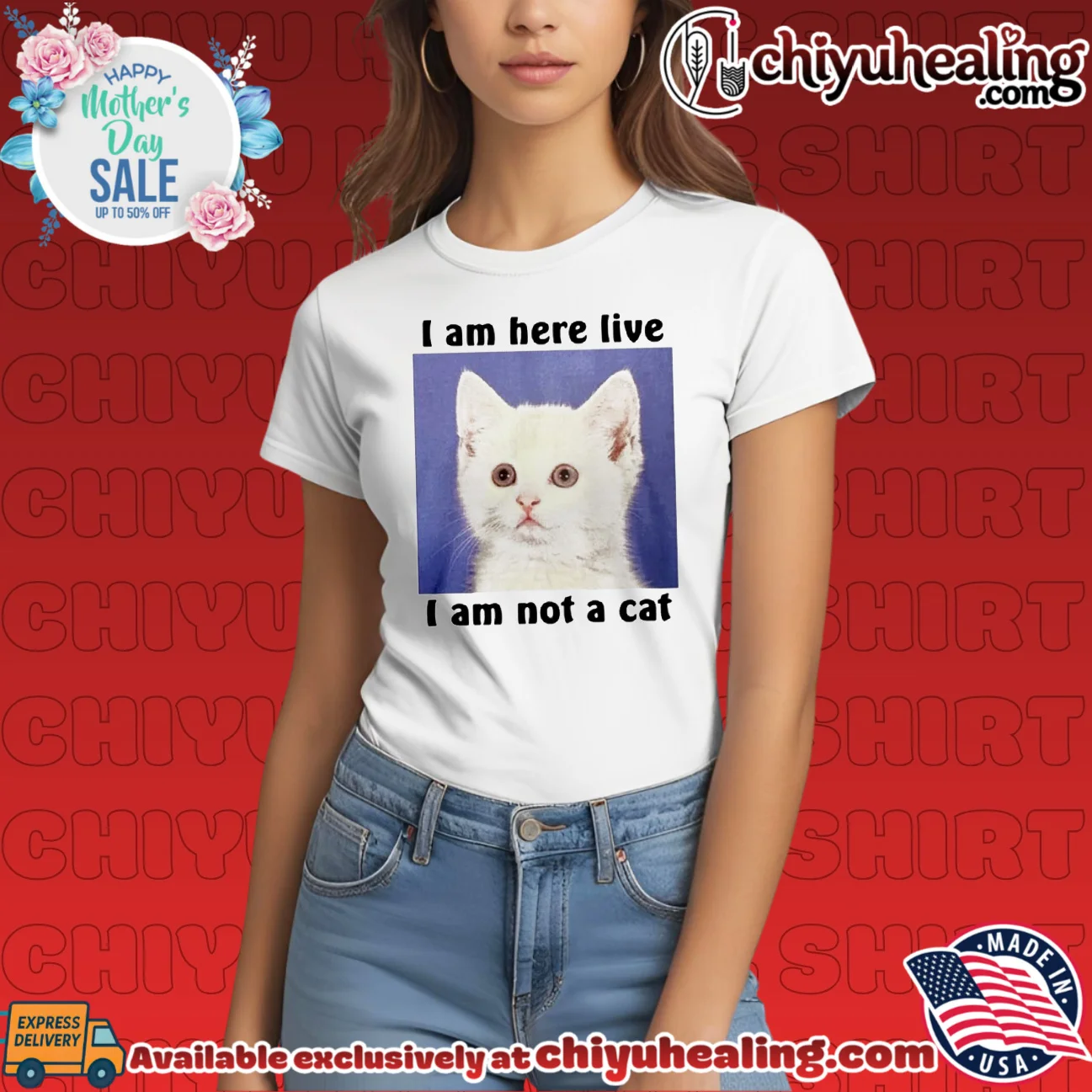 I am here live I Am Not A Cat custom shirt & hoodie | Gift Idea 2026 I am here live I Am Not A Cat