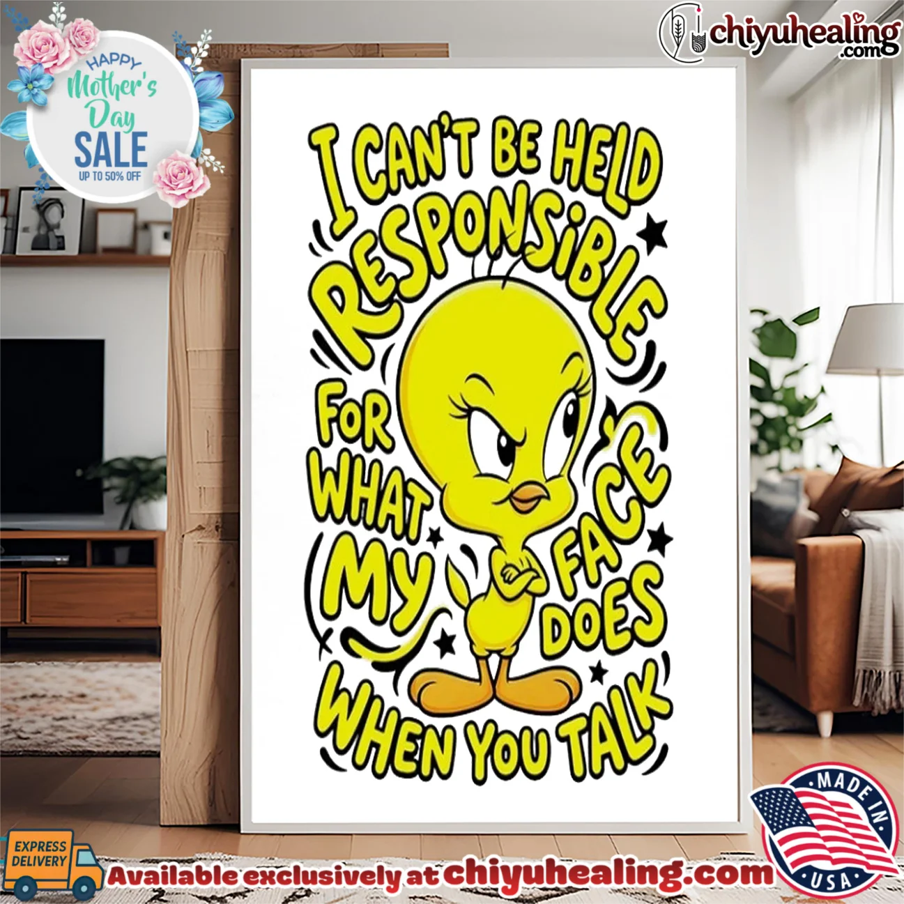 I can't be held responsible for what my face does when you talk Tweety official shirt & hoodie | Official Style Drop I can't be held responsible for what my face does when you talk Tweety