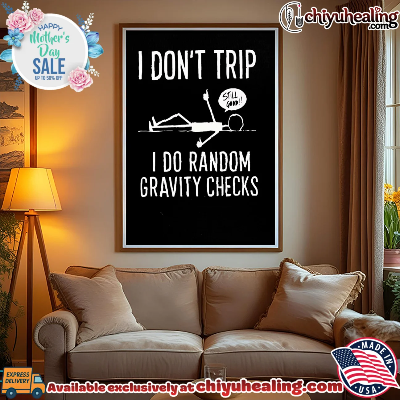 I don't trip I do random gravity checks stick man classic shirt & hoodie | Aesthetic Apparel I don't trip I do random gravity checks stick man
