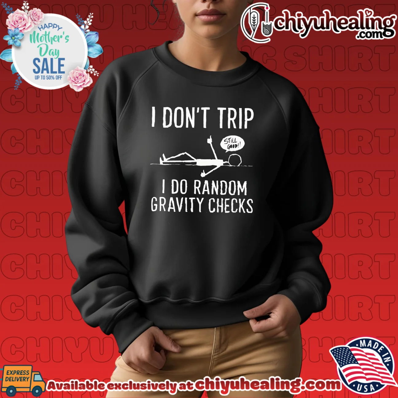 I don't trip I do random gravity checks stick man classic shirt & hoodie | Aesthetic Apparel I don't trip I do random gravity checks stick man