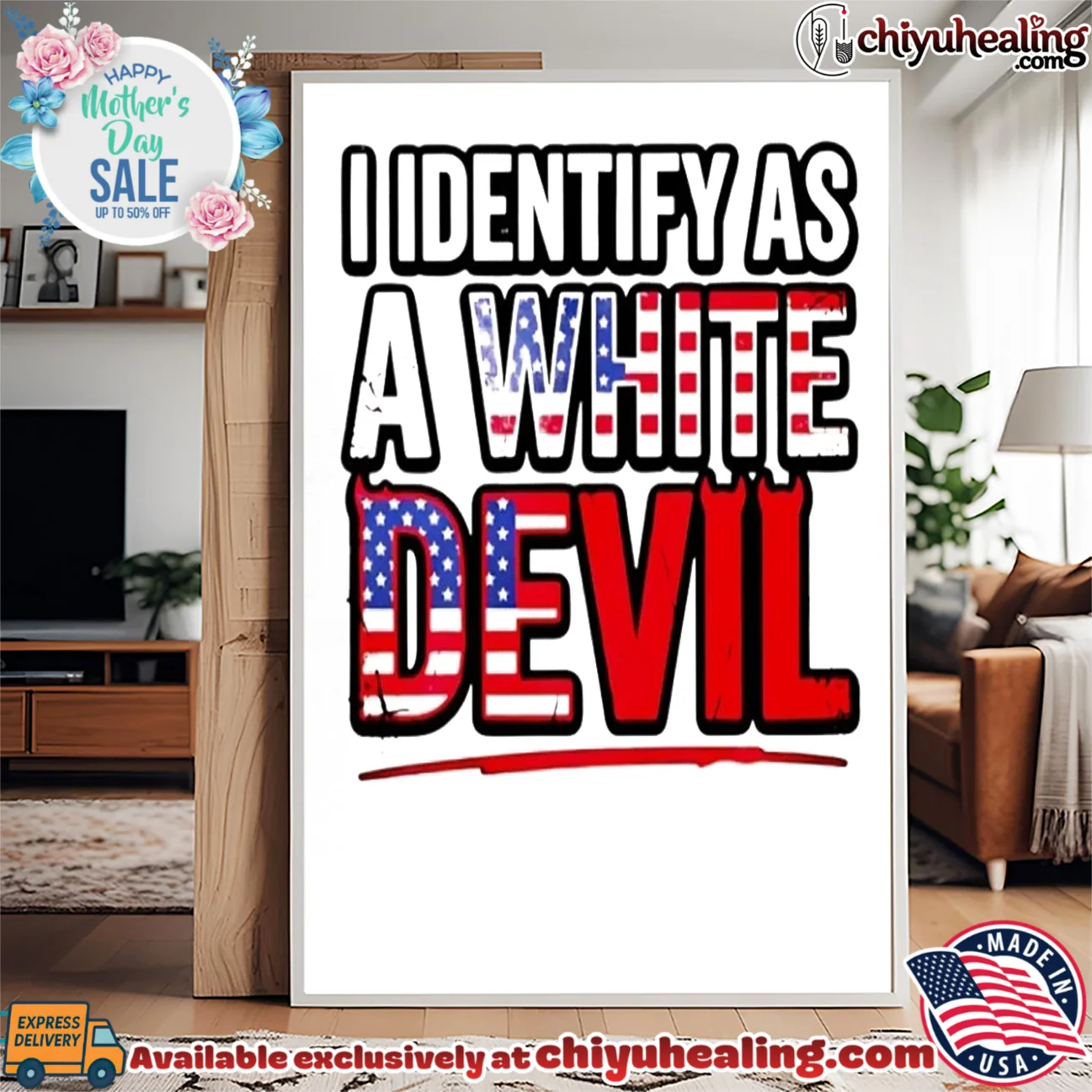 I Identify As A White Devil USA flag timeless shirt & hoodie | Aesthetic Apparel I Identify As A White Devil USA flag