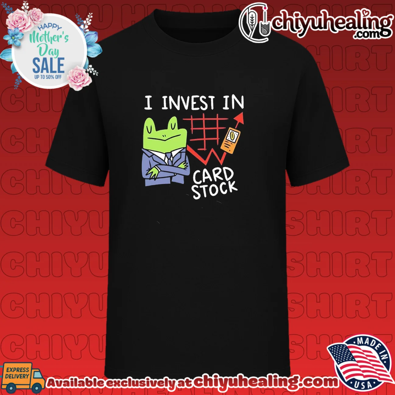 I invest in card stock cartoon frog stonk meme shirt