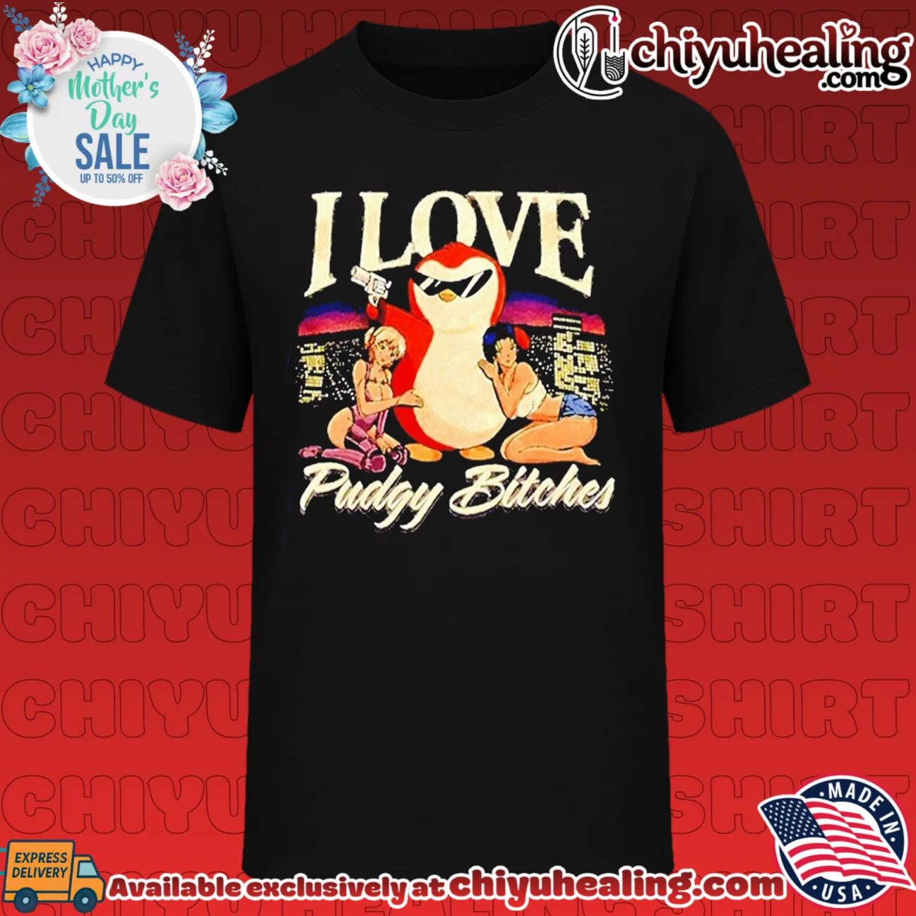I Love Pudgy Bitches Penguin Anime funny graphic shirt & hoodie