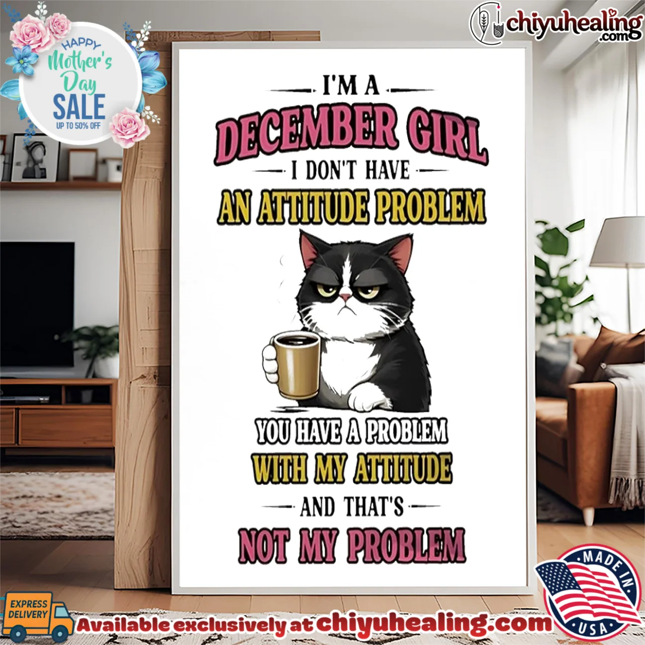 I'm a December girl I don't have an attitude problem you have a problem cartoon cat statement shirt & hoodie | Exclusive Fan Gear I'm a December girl I don't have an attitude problem you have a problem cartoon cat