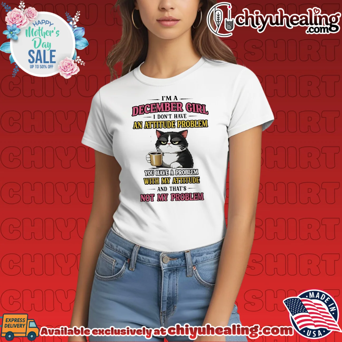 I'm a December girl I don't have an attitude problem you have a problem cartoon cat statement shirt & hoodie | Exclusive Fan Gear I'm a December girl I don't have an attitude problem you have a problem cartoon cat