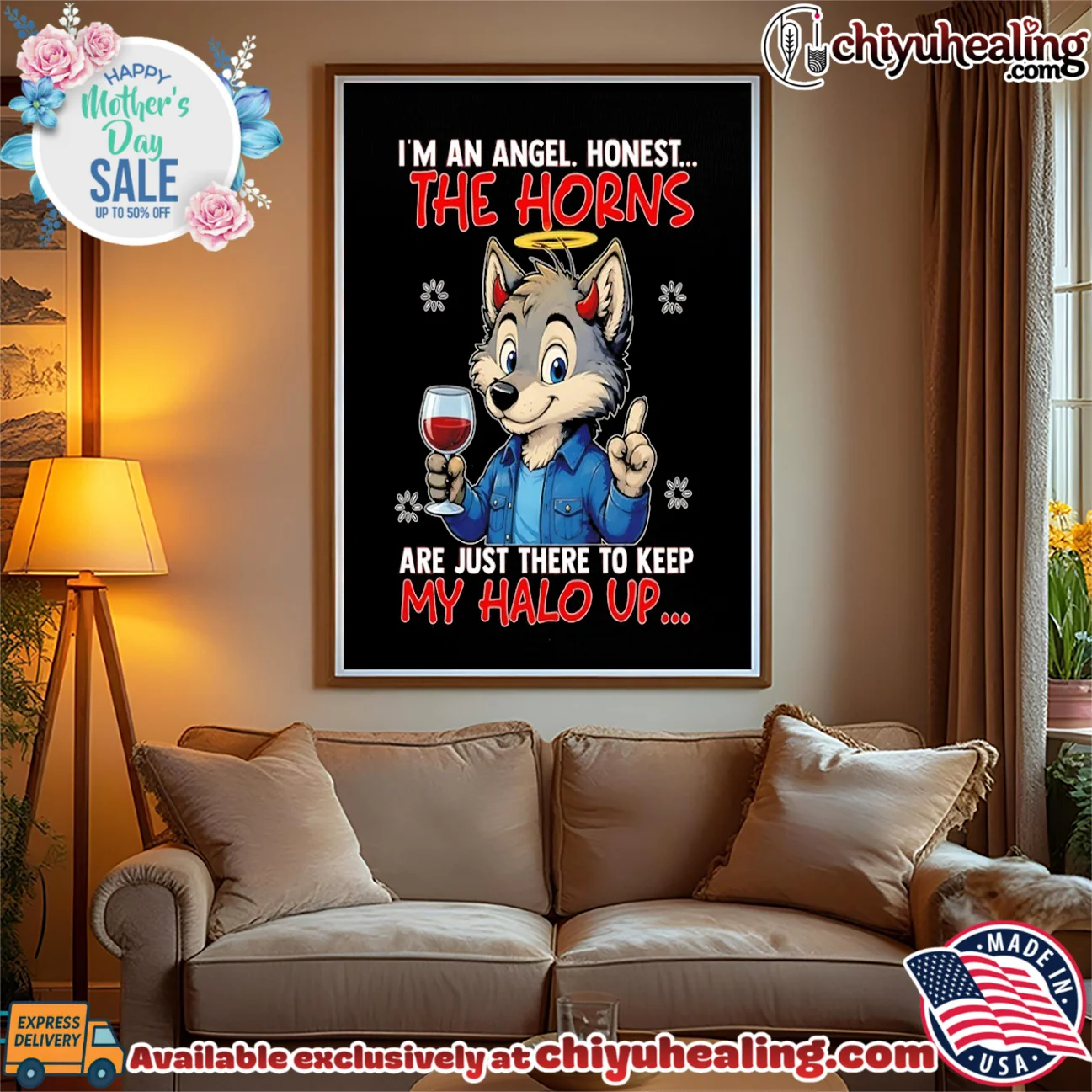 I'm an angel honest the horns are just there to keep my halo up cartoon wolf custom shirt & hoodie | IP Merchandise I'm an angel honest the horns are just there to keep my halo up cartoon wolf