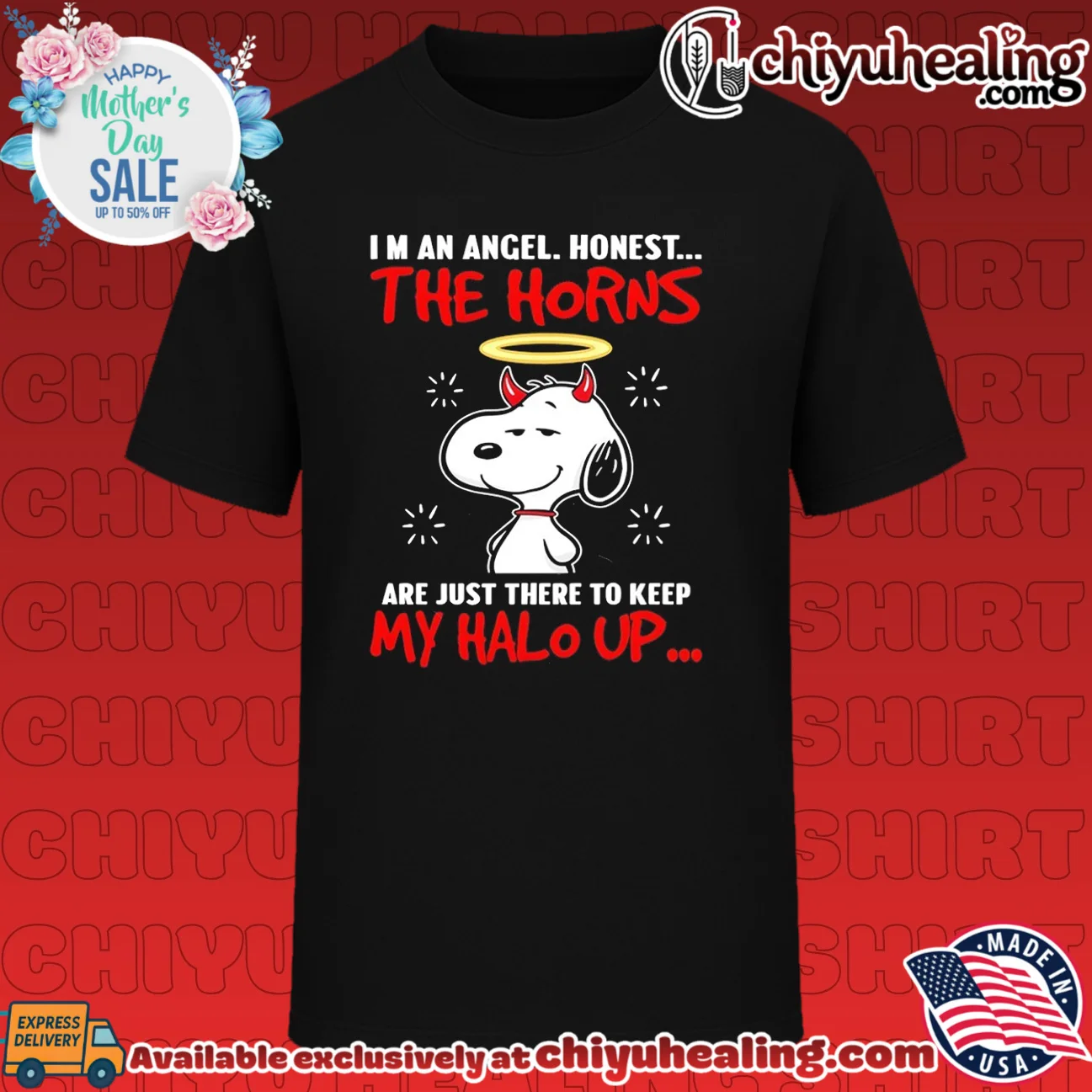 I'm an angel honest the horns are just there to keep my halo up Snoopy