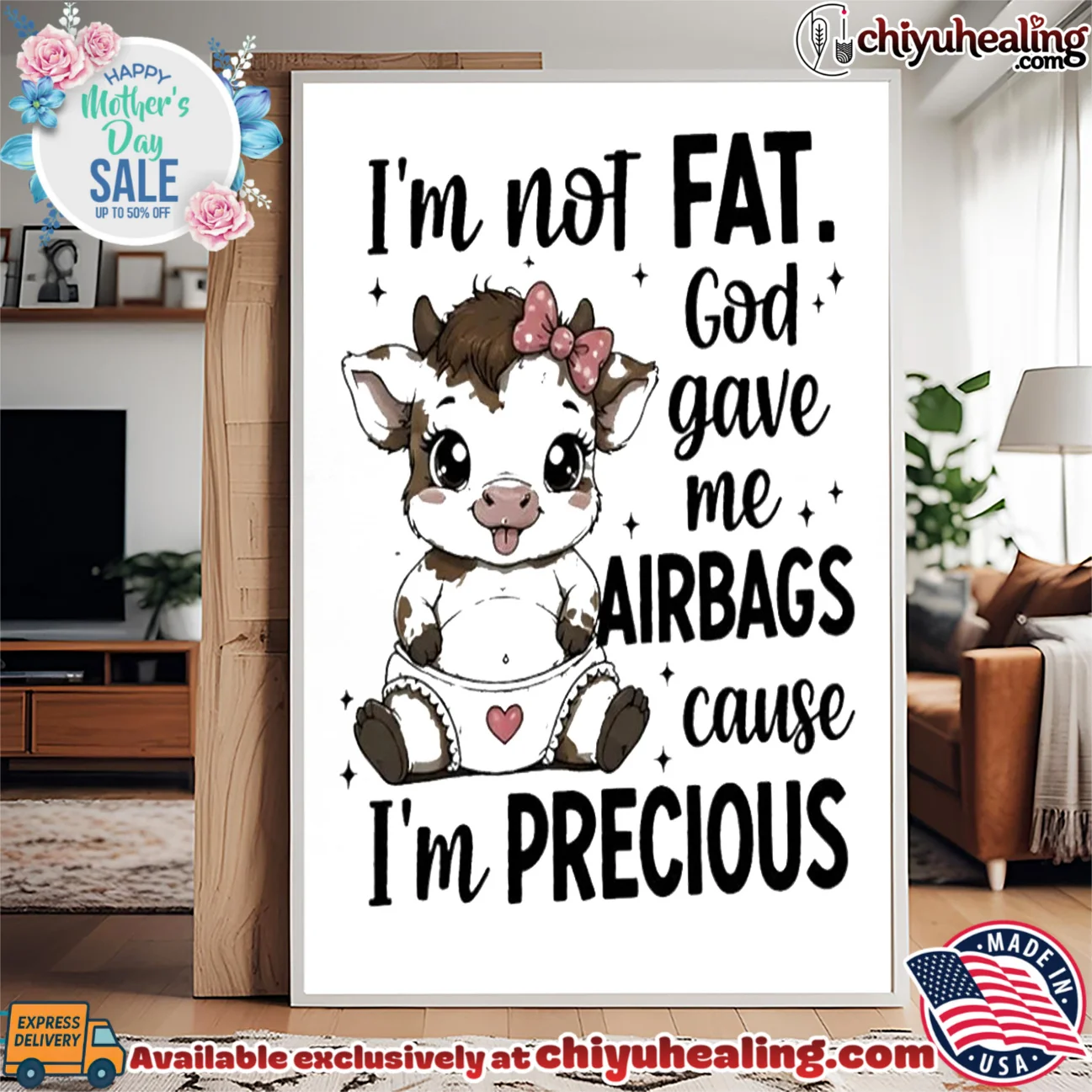I'm not fat God gave me airbags cause I'm precious cartoon cow elite shirt & hoodie - Ultimate Tribute Merch I'm not fat God gave me airbags cause I'm precious cartoon cow