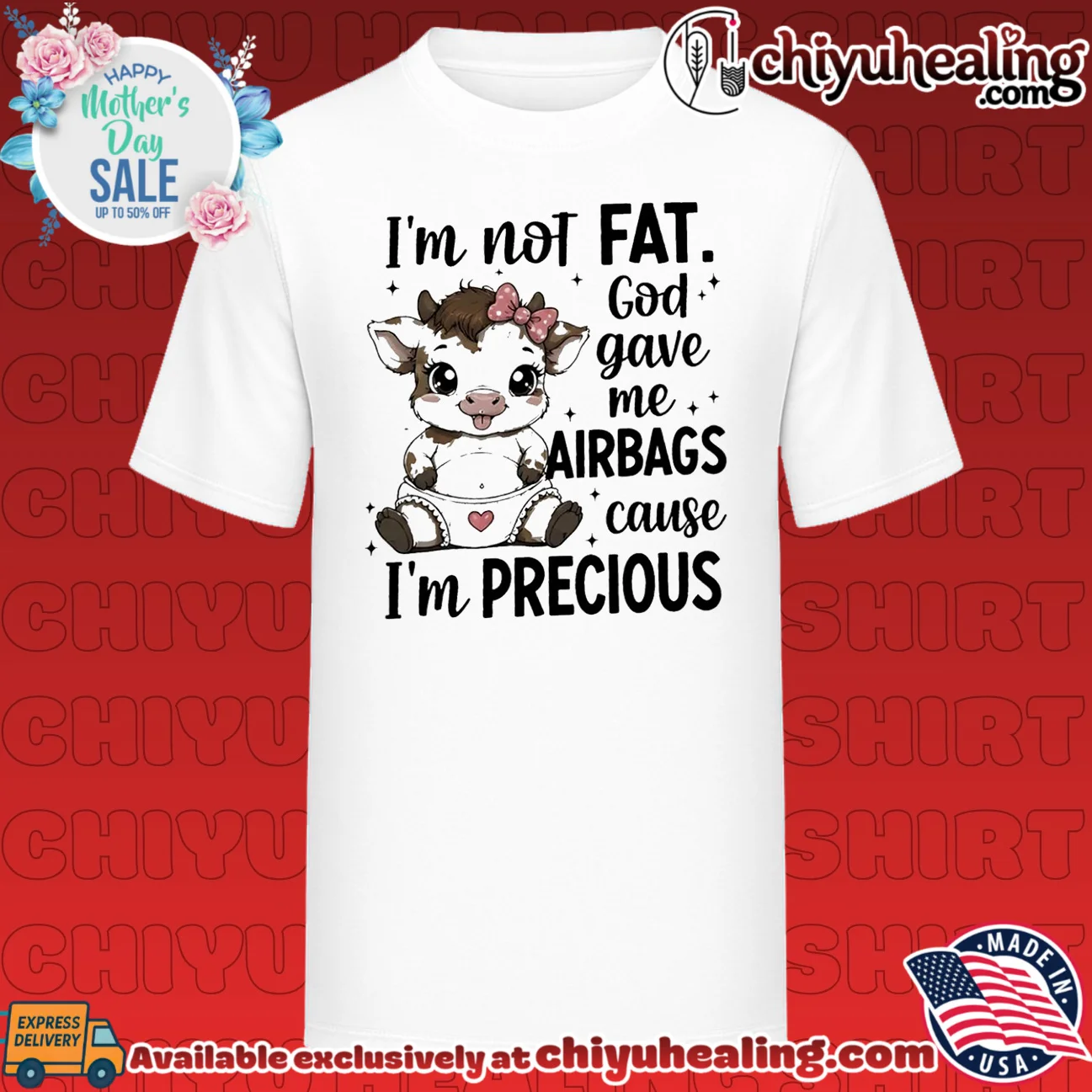 I'm not fat God gave me airbags cause I'm precious cartoon cow