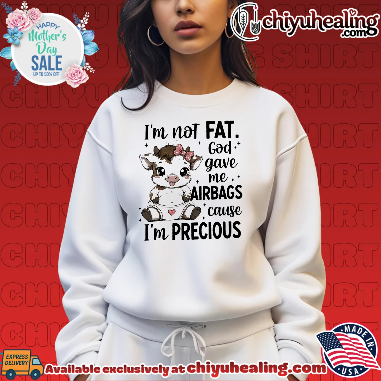I'm not fat God gave me airbags cause I'm precious cartoon cow elite shirt & hoodie - Ultimate Tribute Merch I'm not fat God gave me airbags cause I'm precious cartoon cow
