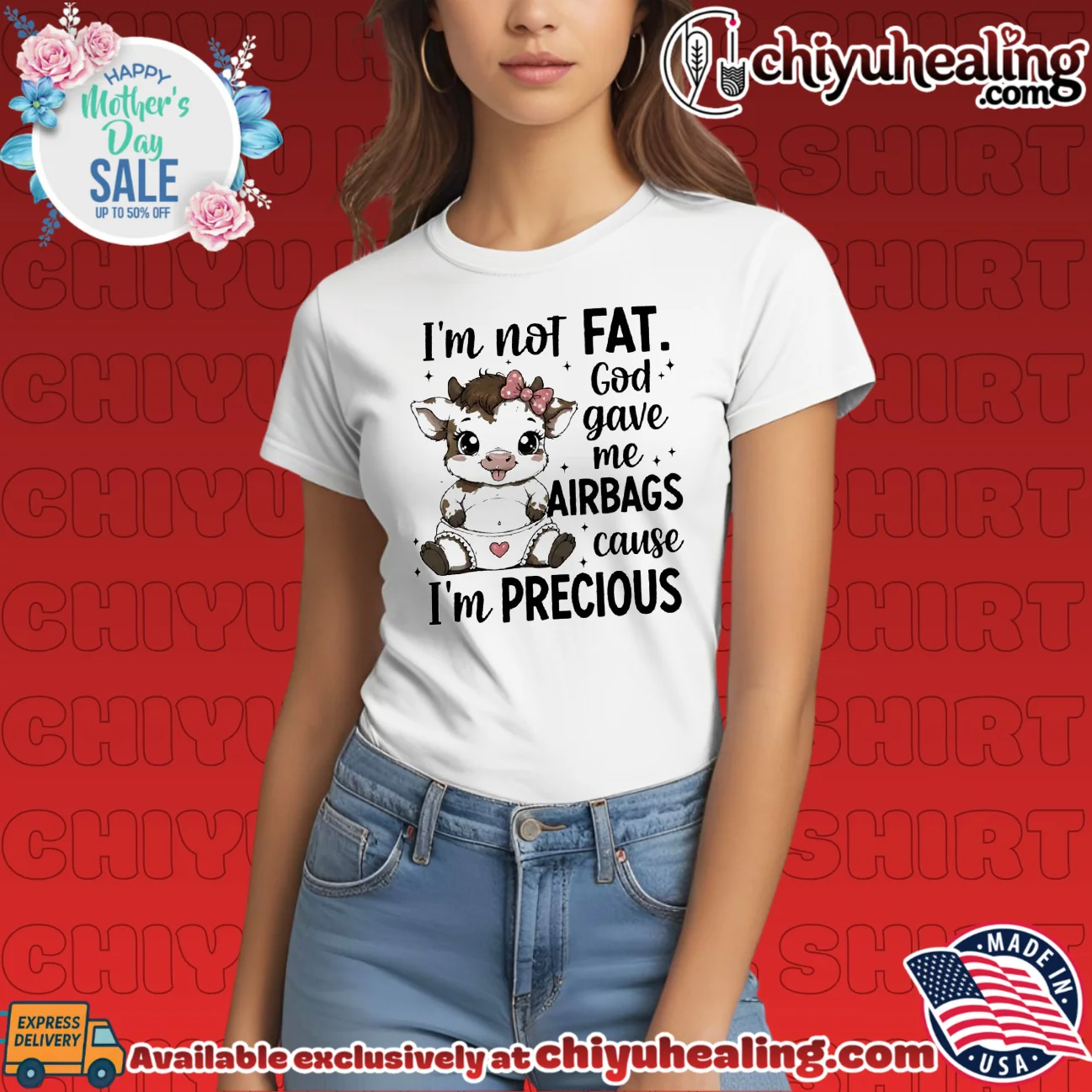 I'm not fat God gave me airbags cause I'm precious cartoon cow elite shirt & hoodie - Ultimate Tribute Merch I'm not fat God gave me airbags cause I'm precious cartoon cow