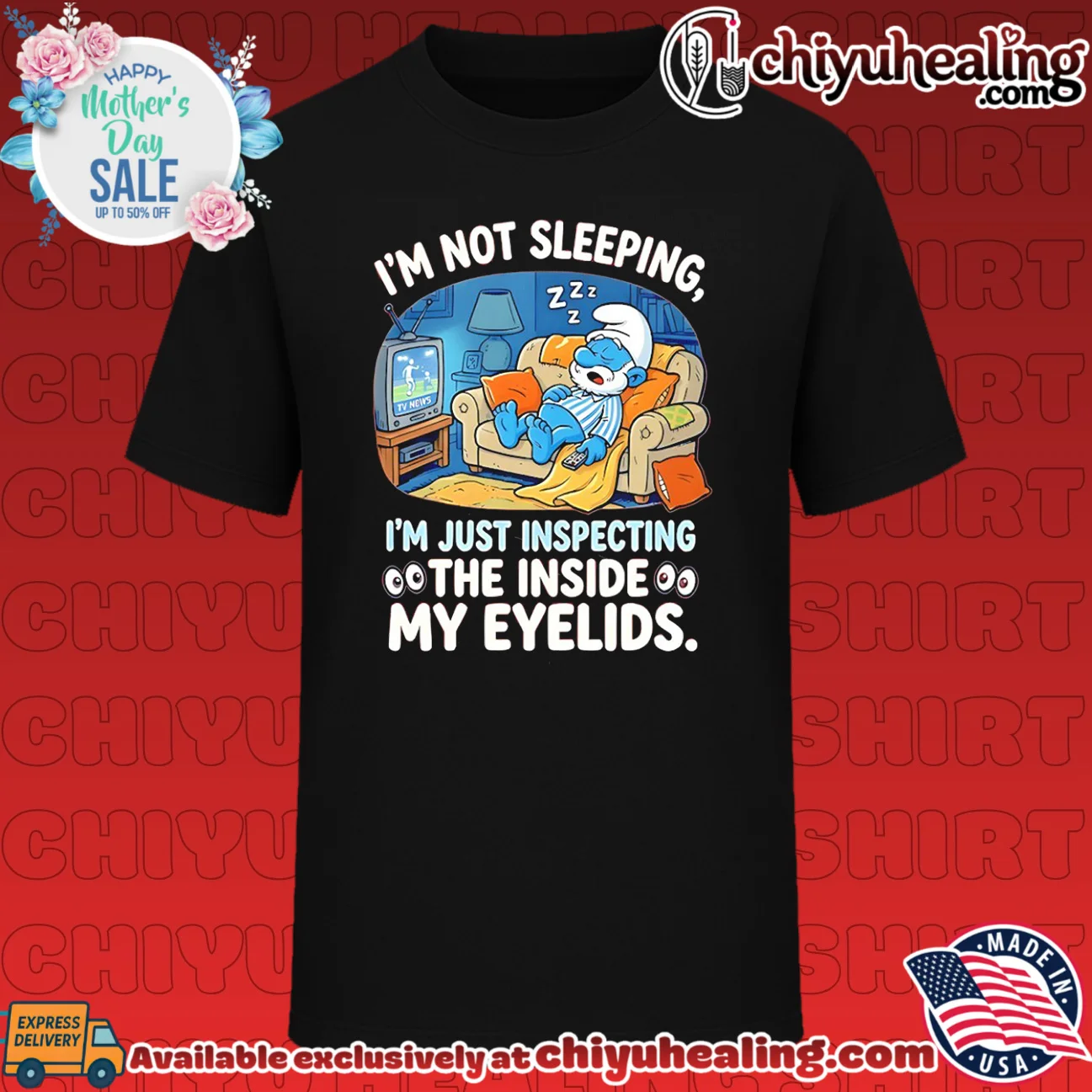 I'm not sleeping I'm just inspecting the inside my eyelids The Smurf