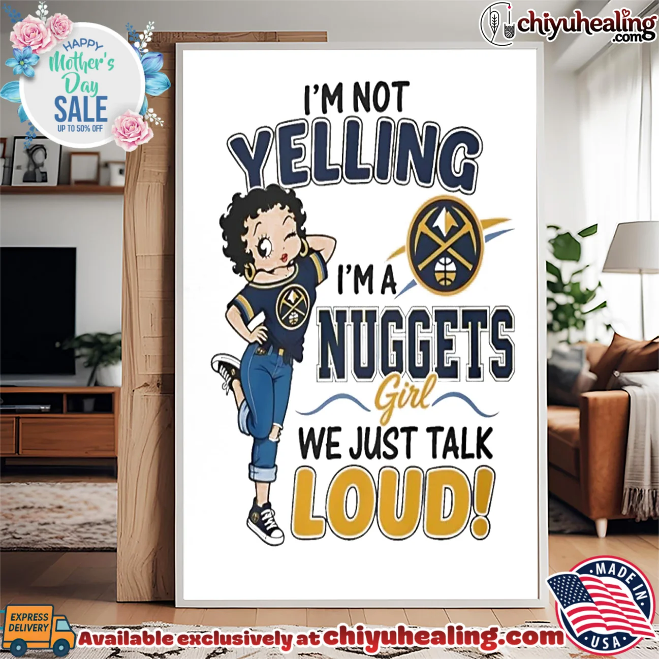 I'm not yelling I'm a Denver Nuggets girl we just talk loud iconic shirt & hoodie | Exclusive Fan Gear I'm not yelling I'm a Denver Nuggets girl we just talk loud