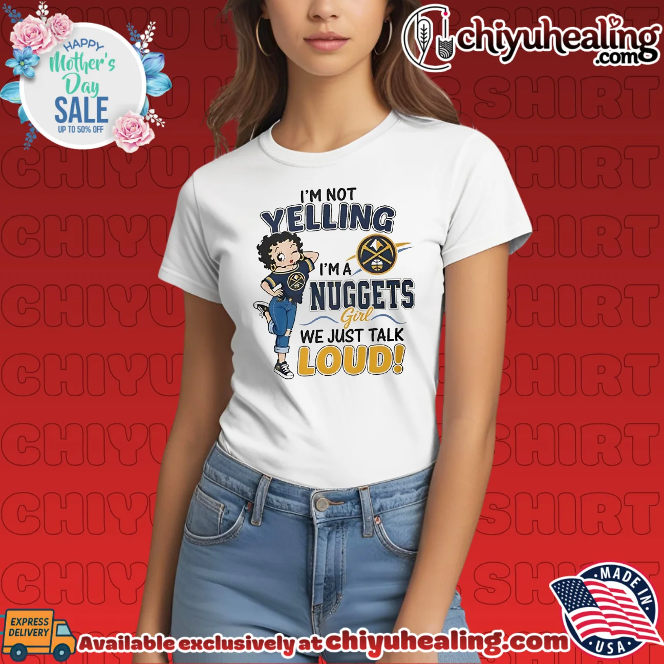 I'm not yelling I'm a Denver Nuggets girl we just talk loud iconic shirt & hoodie | Exclusive Fan Gear I'm not yelling I'm a Denver Nuggets girl we just talk loud