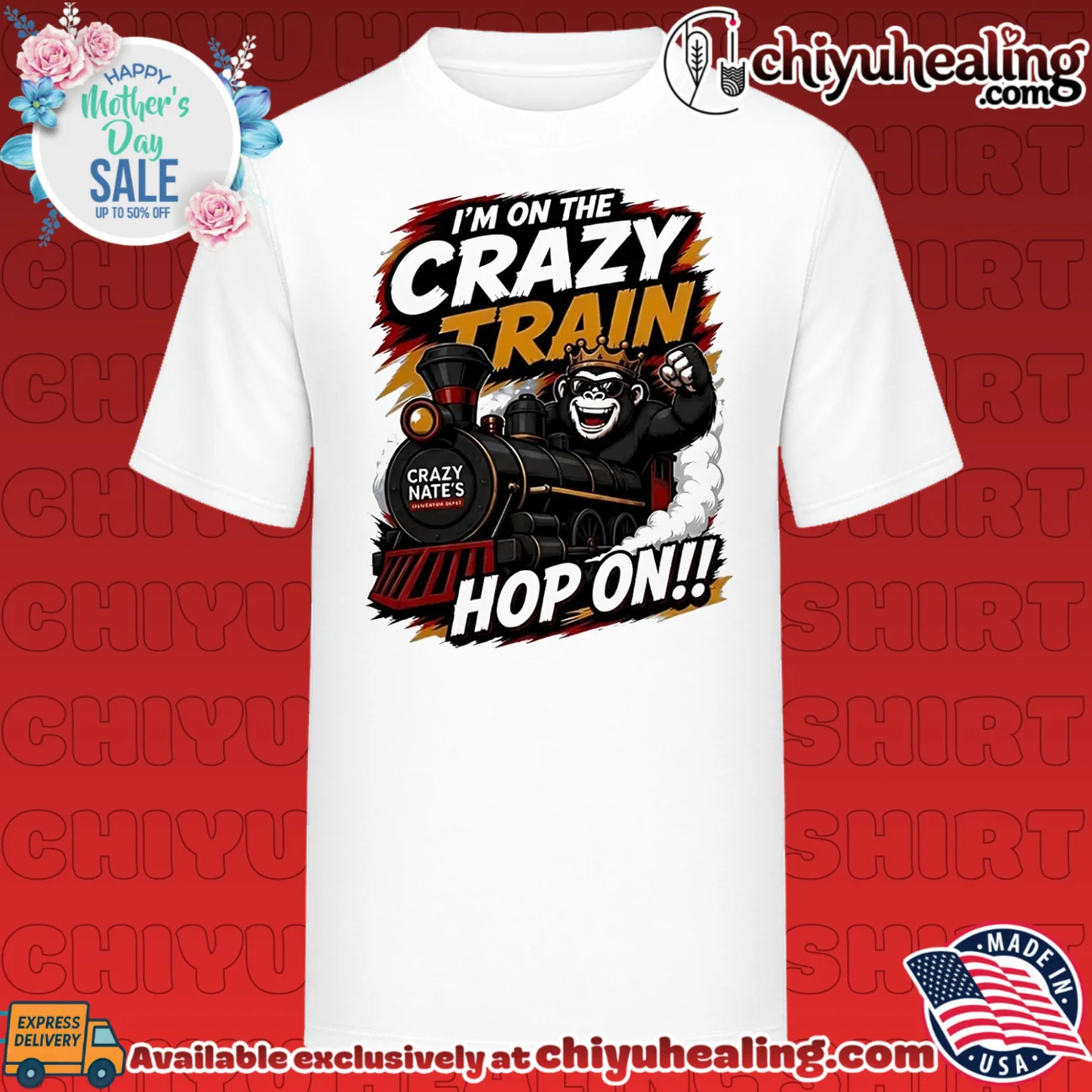 I'm on the crazy train hop on gorilla illustration