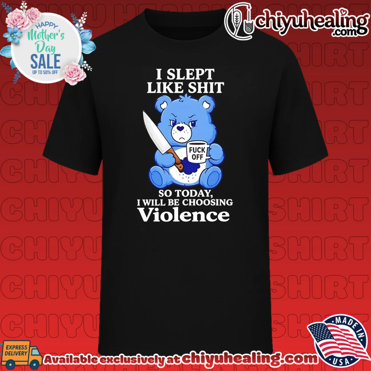 I slept like shit so today I will be choosing violence cartoon bear