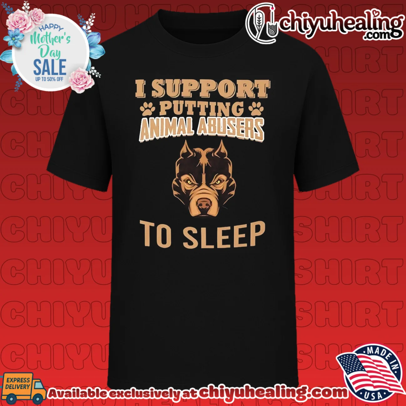 I support putting animal abusers to sleep pitbull dog illustration shirt & hoodie