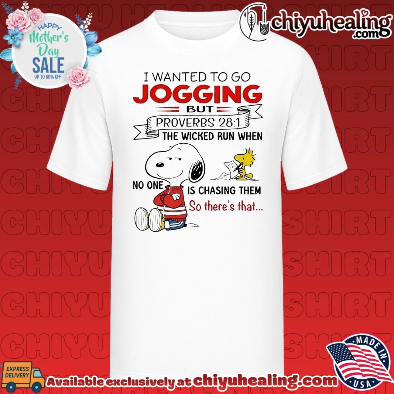 I wanted to go jogging but proverbs 28-1 the wicked run when no one is chasing them so there's that Snoopy shirt & hoodie
