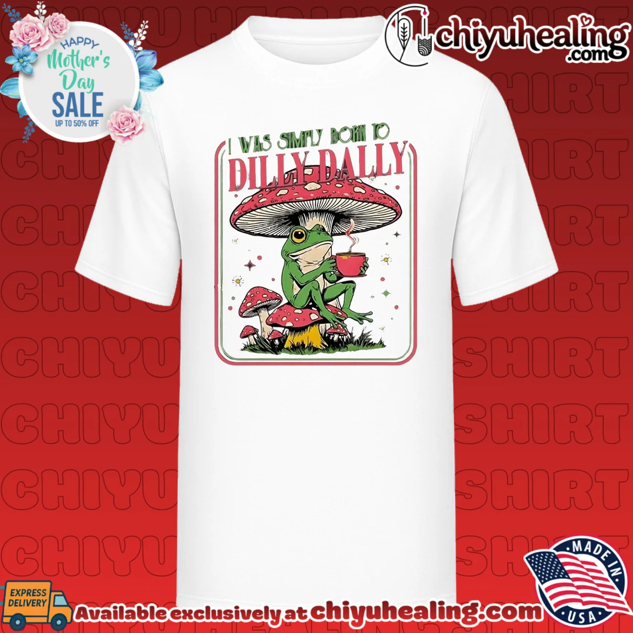 I was simply born to dilly dally cartoon frog sitting on mushroom shirt