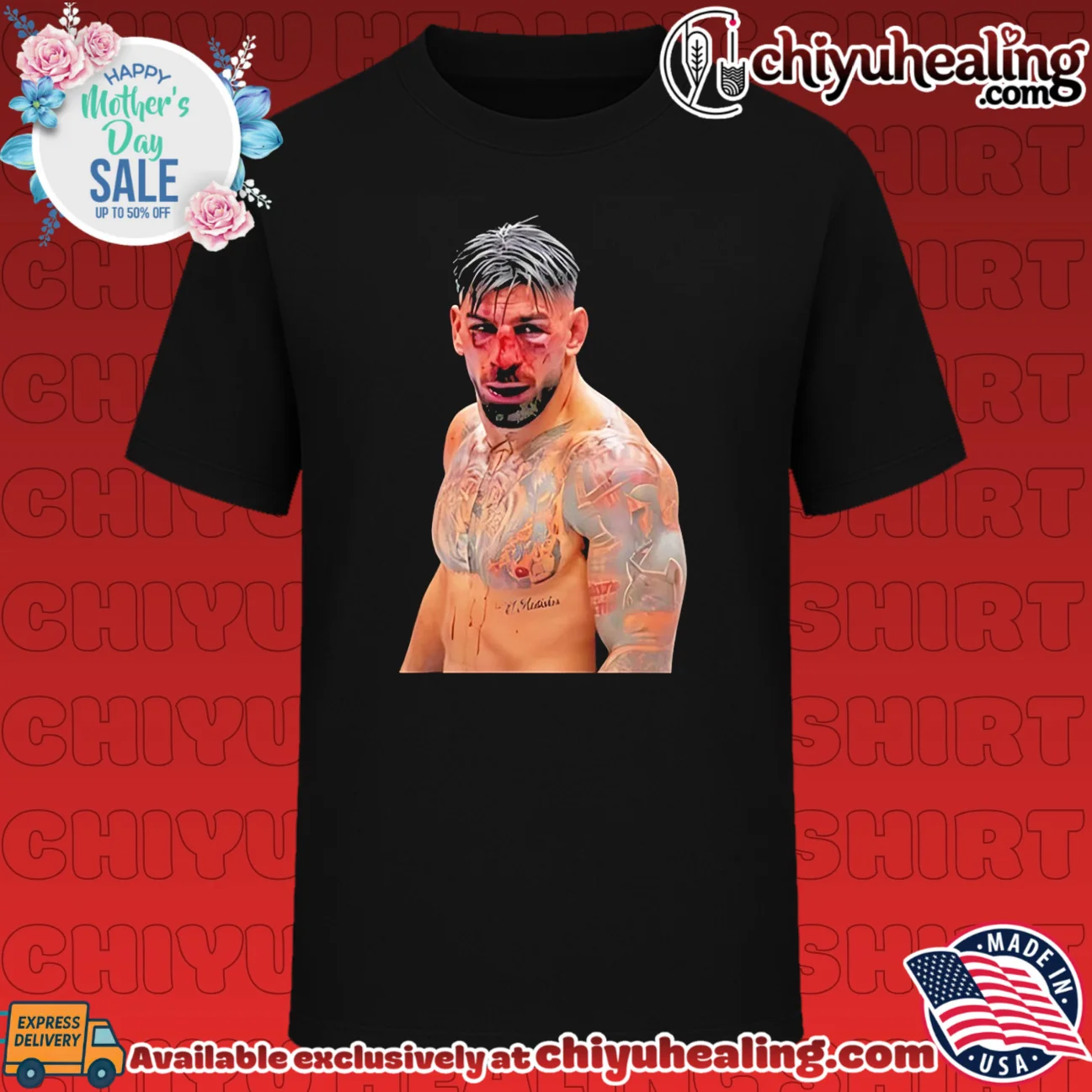 Ilia Topuria bleeding face shirt & hoodie