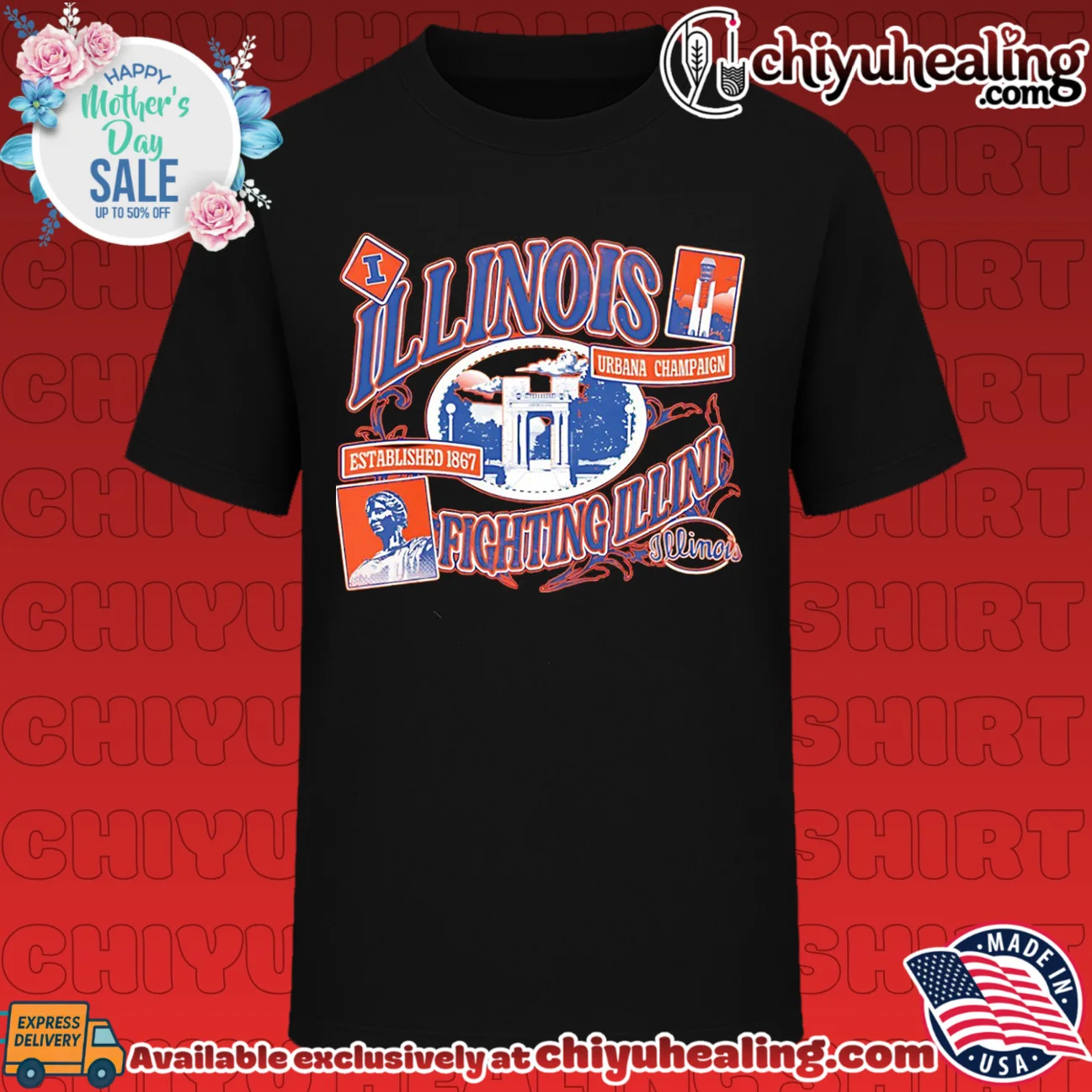 Illinois Fighting Illini Campus Landmark Postage
