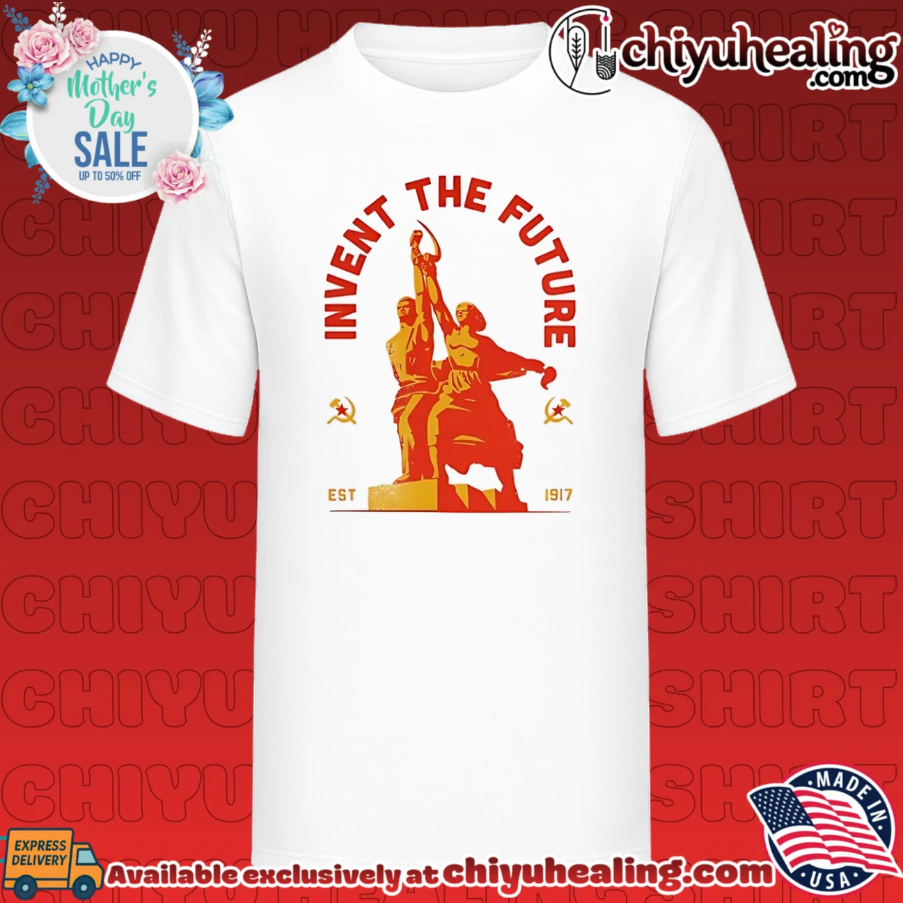 Invent the future est 1917 statue illustrated shirt