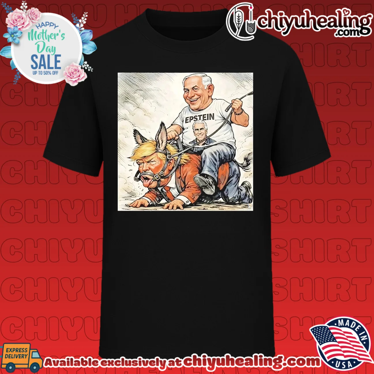 Israeli Prime Minister Benjamin Netanyahu riding Trump political shirt & hoodie