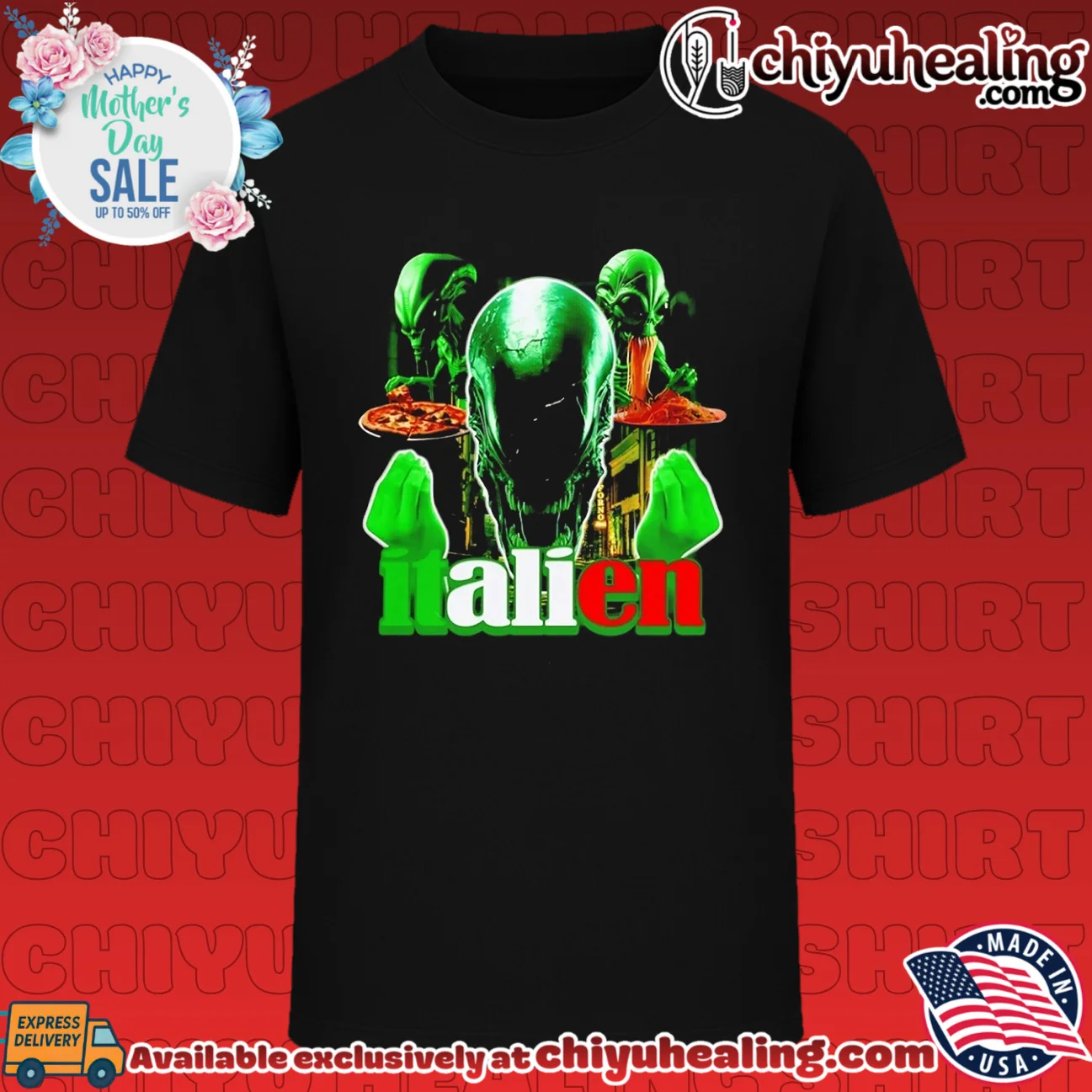 Italien Alien Eating Pizza and Pasta Xenomorph shirt & hoodie