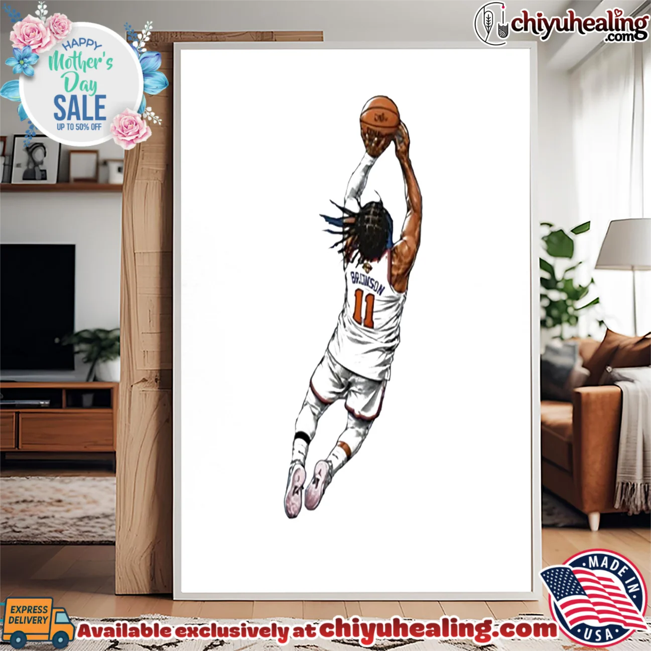 Jalen Brunson Flying Dunk New York Knicks Basketball ultimate shirt & hoodie - The Fan Collection Jalen Brunson Flying Dunk New York Knicks Basketball
