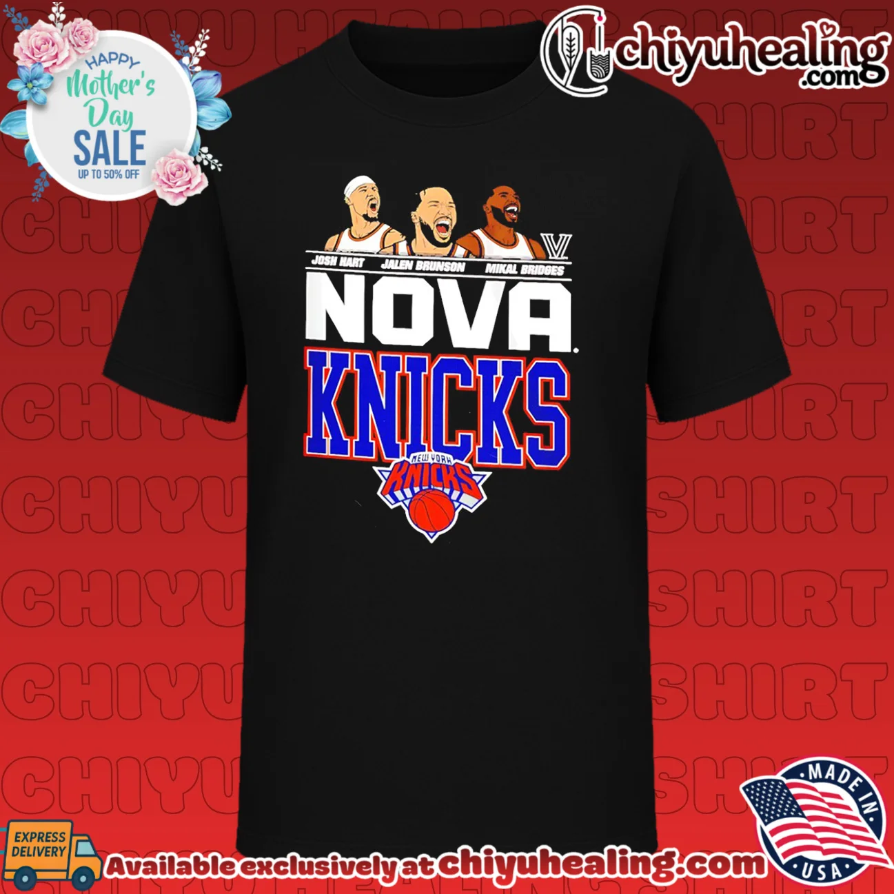 Jalen Brunson Josh Hart and Mikal Bridges Nova Knicks cartoon