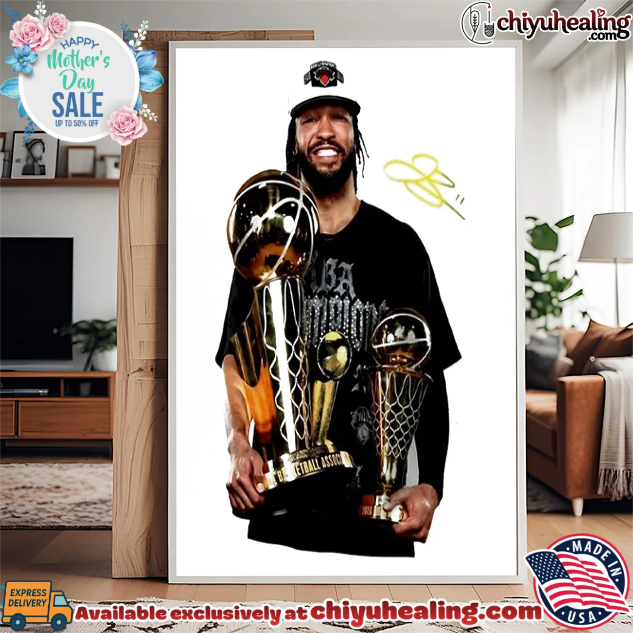 Jalen Brunson New York Knicks 2026 NBA champions holding trophy shirt & hoodie Jalen Brunson New York Knicks 2026 NBA champions holding trophy