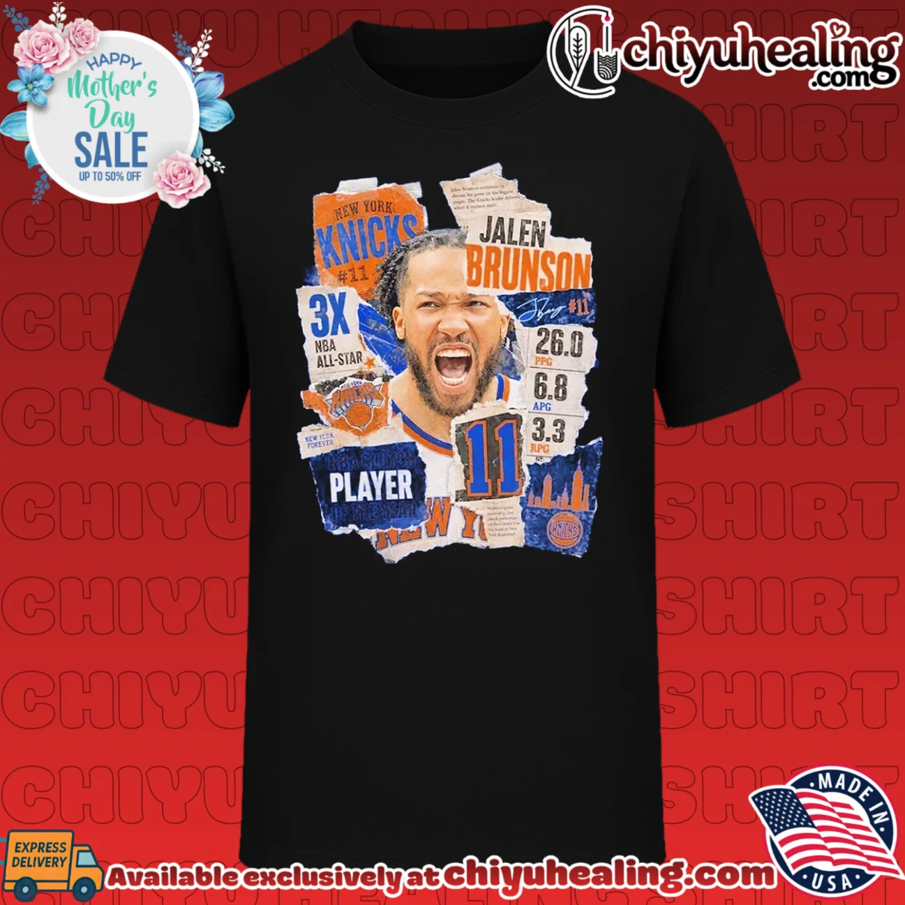 Jalen Brunson New York Knicks 3x NBA All Star Champions graphic