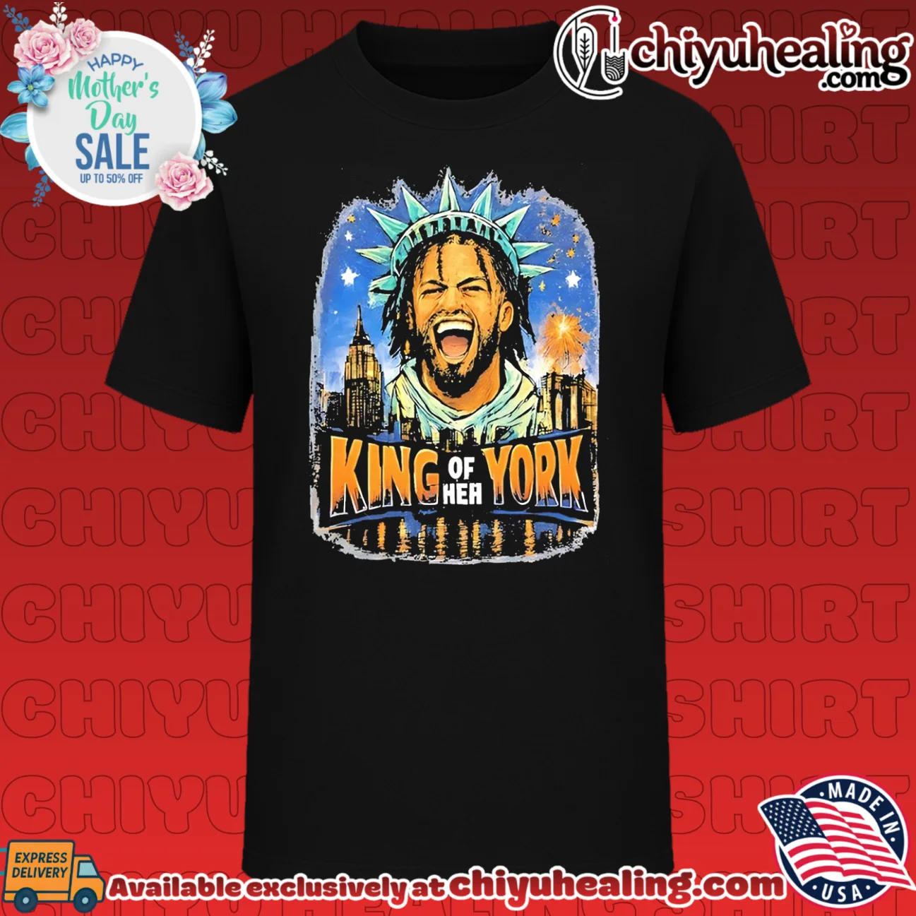 Jalen Brunson Statue of Liberty crown King of New York vintage