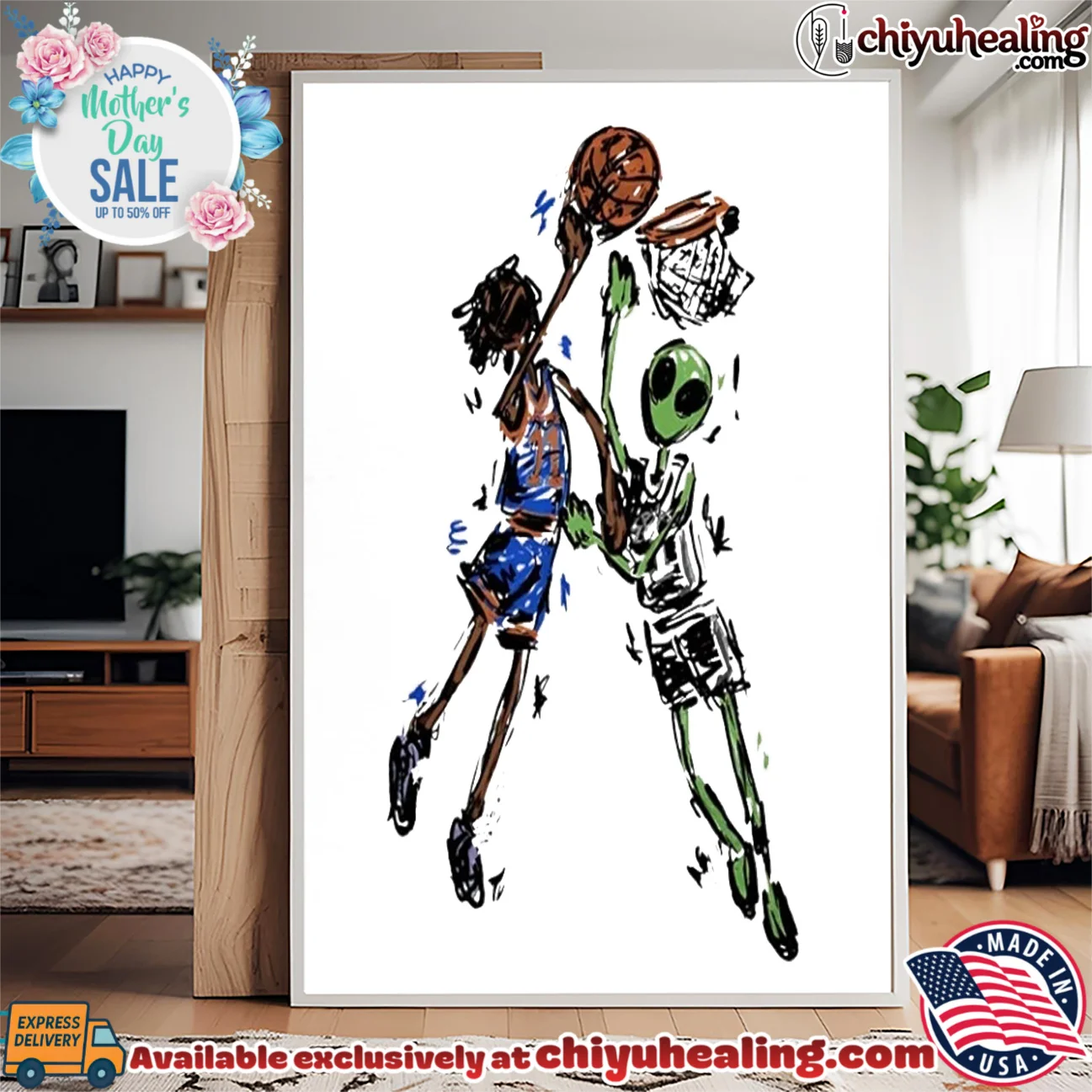 Jalen Brunson vs Alien Wemby dunking ball illustrated limited shirt & hoodie | Gift Idea 2026 Jalen Brunson vs Alien Wemby dunking ball illustrated