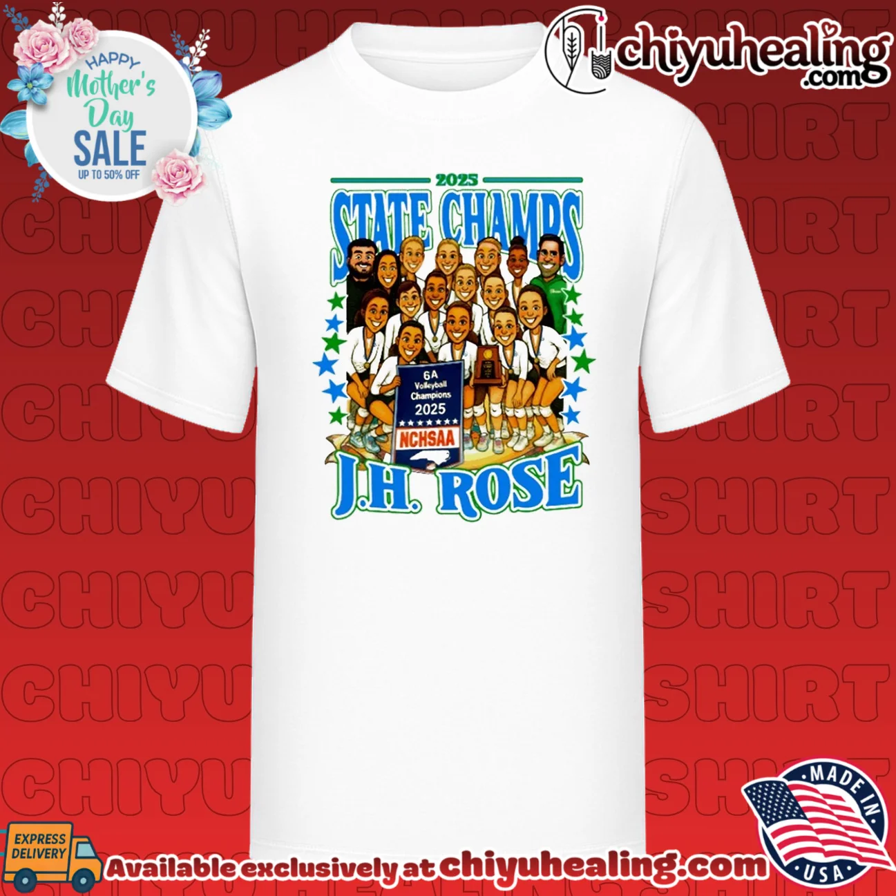 JH Rose Volleyball 2025 6A State Champions Team Caricature