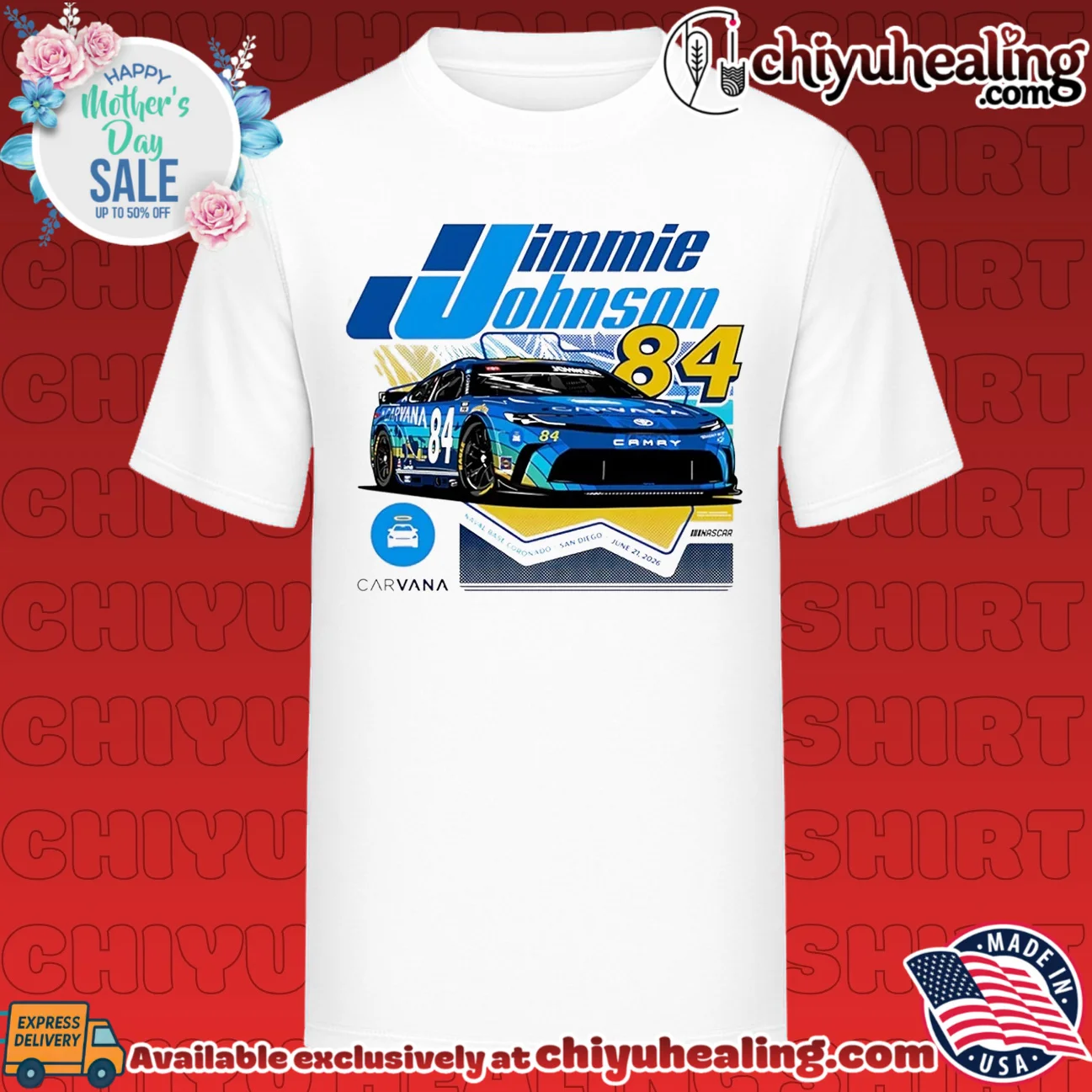 Jimmie Johnson Legacy Motor Club 84 Carvana San Diego NASCAR shirt & hoodie