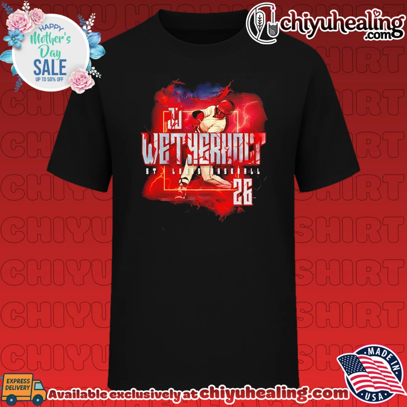 JJ Wetherholt St Louis Baseball 26 Lightning graphic shirt & hoodie