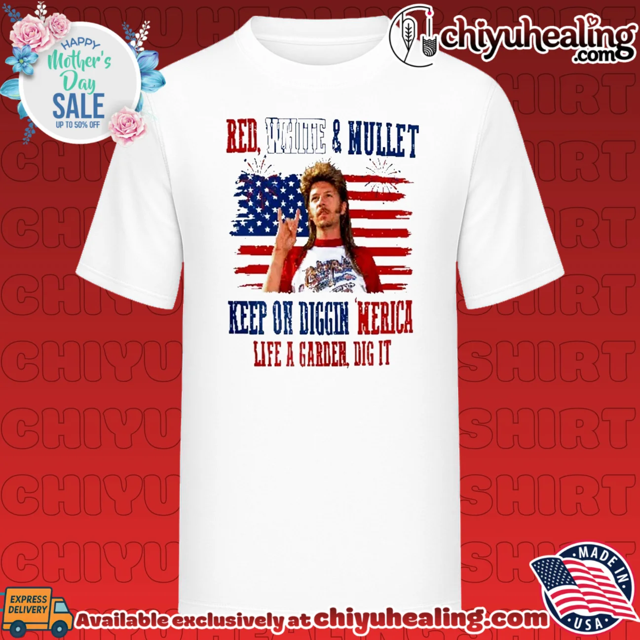 Joe Dirt Red White And Mullet Keep On Diggin Merica 4th Of July