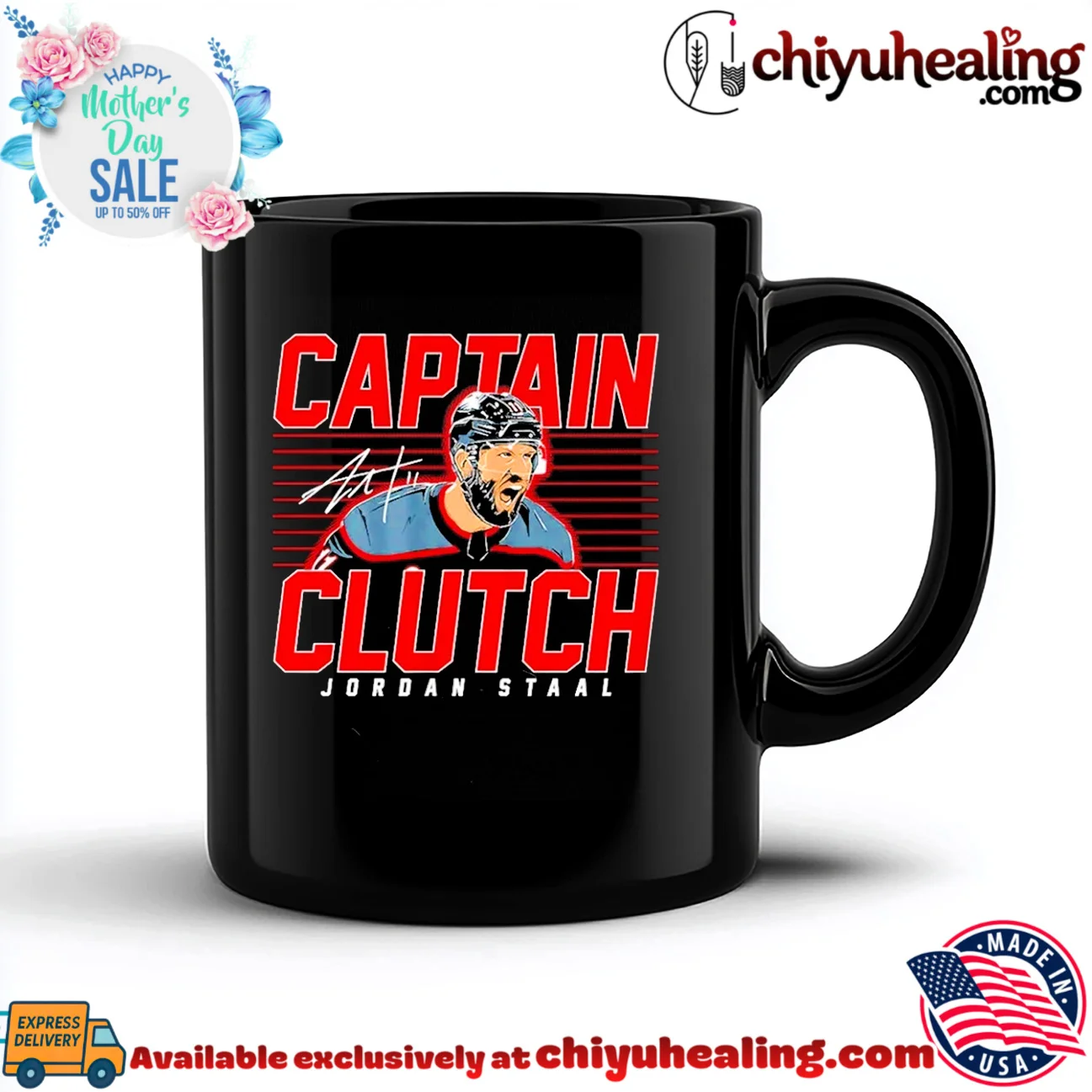 Jordan Staal Carolina Hurricanes Captain Clutch signature official shirt & hoodie | Exclusive Fan Gear Jordan Staal Carolina Hurricanes Captain Clutch signature