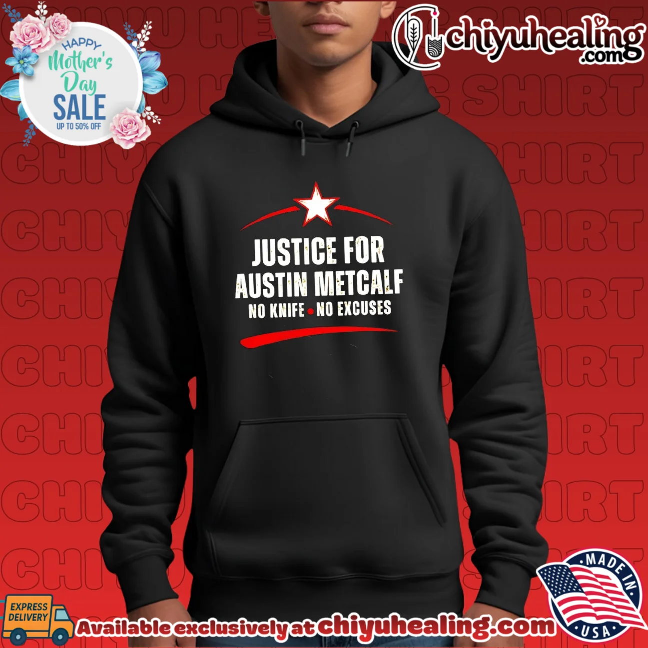 Justice for austin metcalf no knife no excuses elite shirt & hoodie - The Fan Collection Justice for austin metcalf no knife no excuses elite shirt & hoodie - The Fan Collection